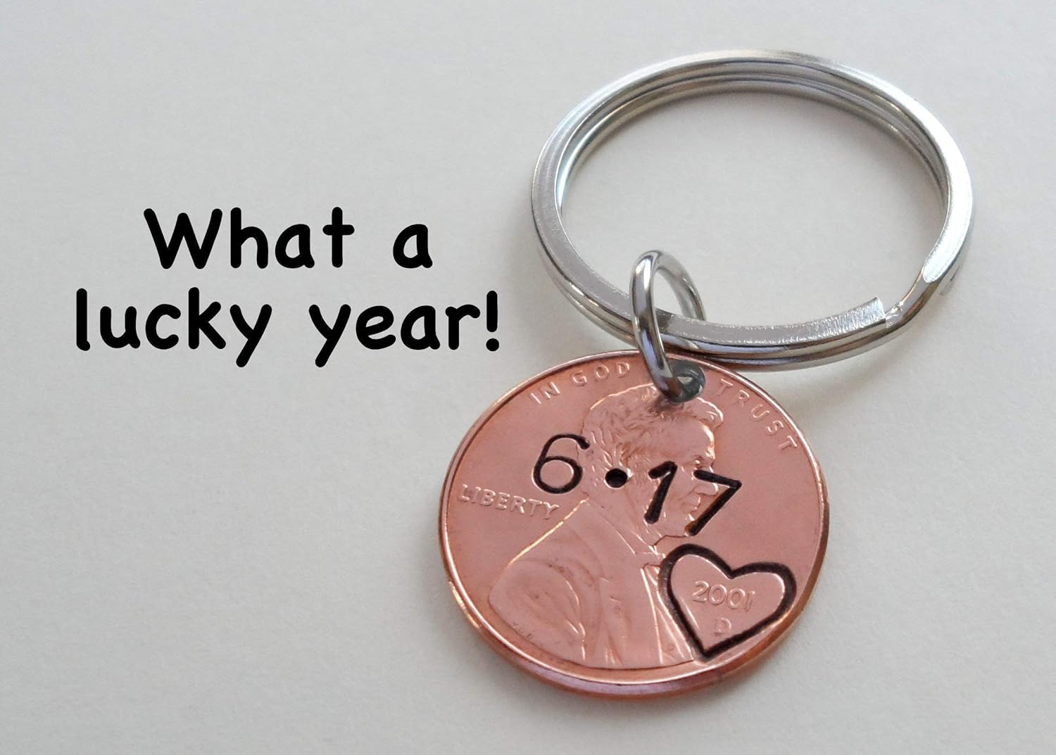 Custom Hand Stamped Personalized Penny Keychain Initials With Heart Around Year Other Options Anniversary Gift Husband Wife Key Chain Boyfriend Girlfriend Gift Customized Couples Keychain