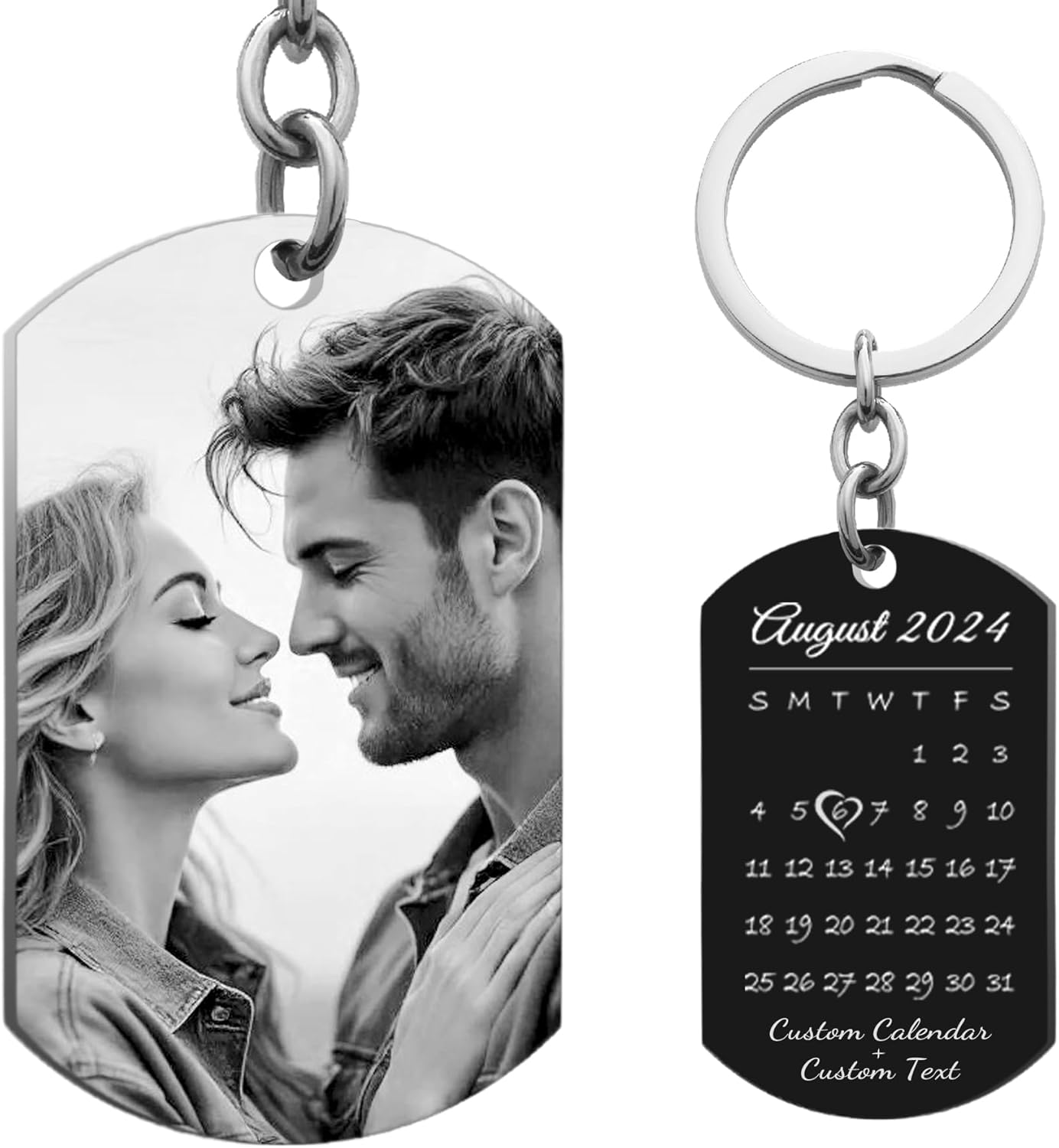 Custom Keychain Laser Engraved Personalized Calendar Datephototext Full Color Picture