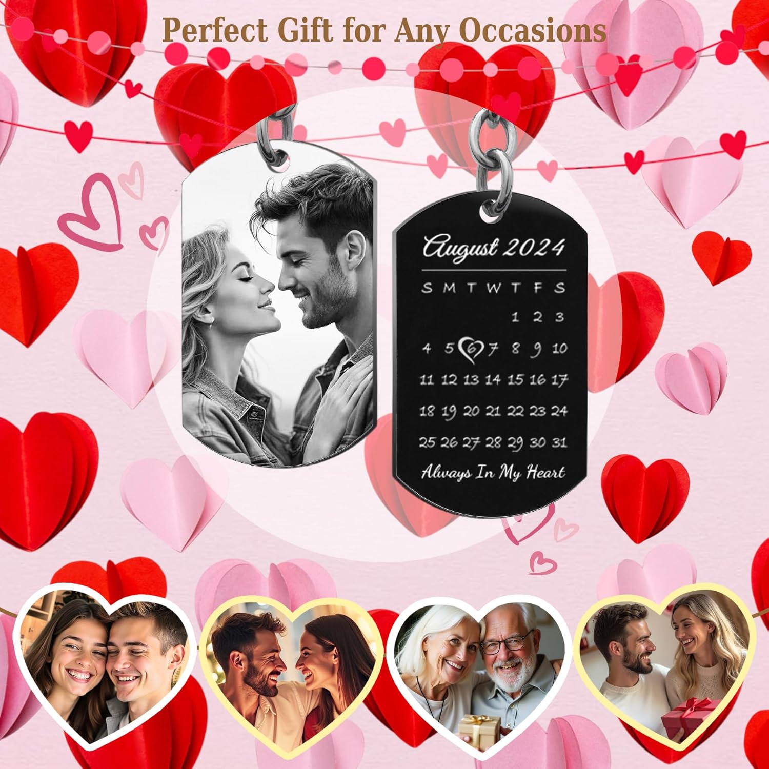 Custom Keychain Laser Engraved Personalized Calendar Datephototext Full Color Picture