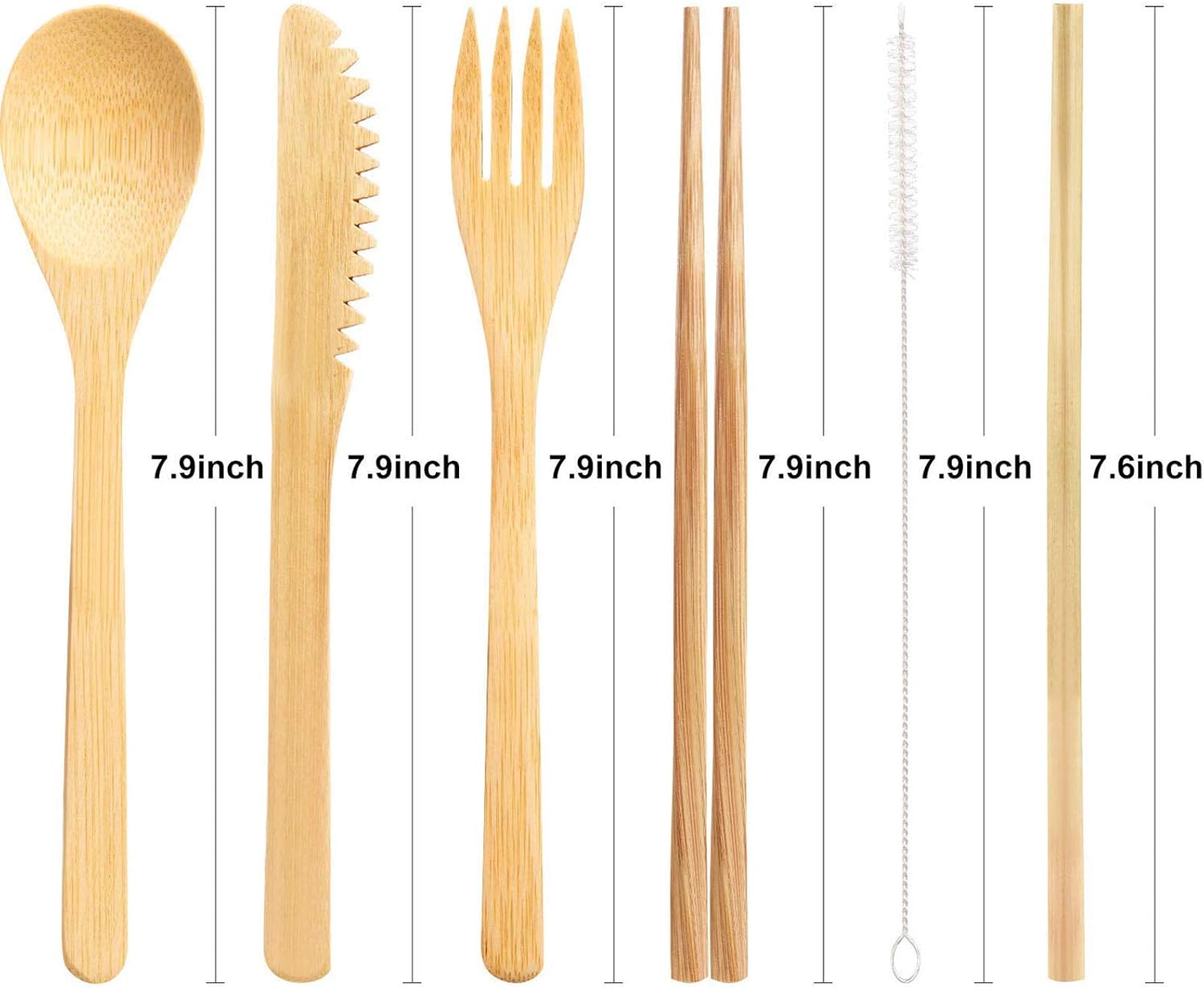 Boao 4 Sets Bamboo Utensils Wooden Utensils Set Reusable Cutlery Travel Chopsticks Fork Spoon Straw Portable Utensil Case For Travel Hiking Picnic Camping Cooking Office Kitchenchic Style
