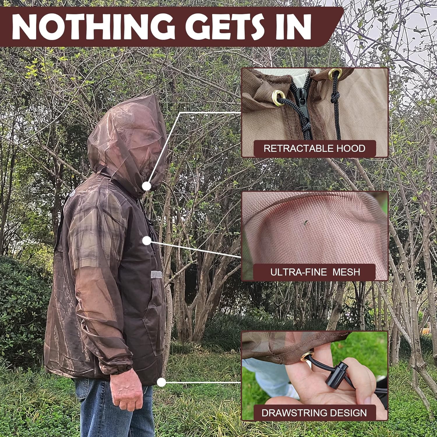 Aventik Chaqueta De Mosquito Pantalones De Mosquito Traje De Mosquito Malla Que No Se Transparenta Sper Ligera Mantiene La Seguridad Fresca Proteccin Uv