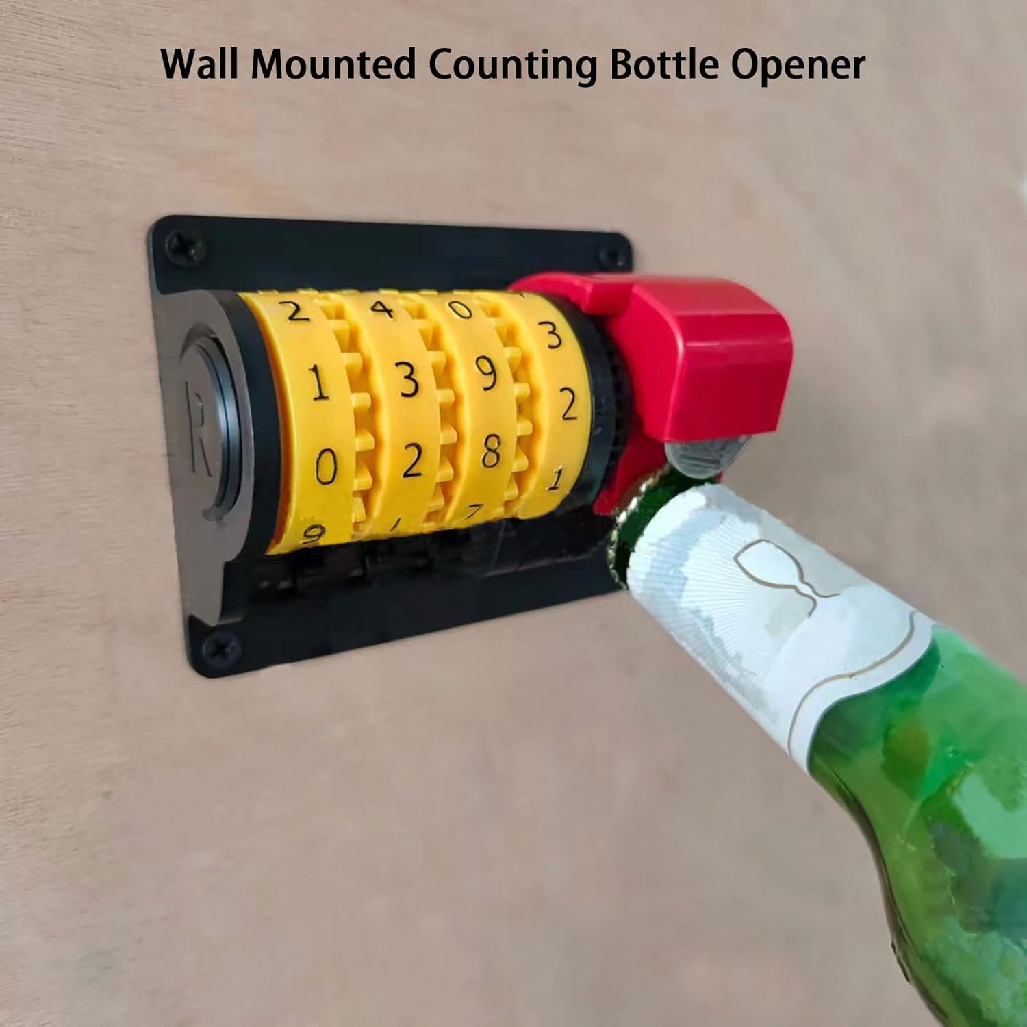 Wall Mounted Bottle Opener, Beer Counter Corkscrew Creative Manual Automatic Count Decapper Unique Beer Gifts for Men Dad Boyfriend Husband