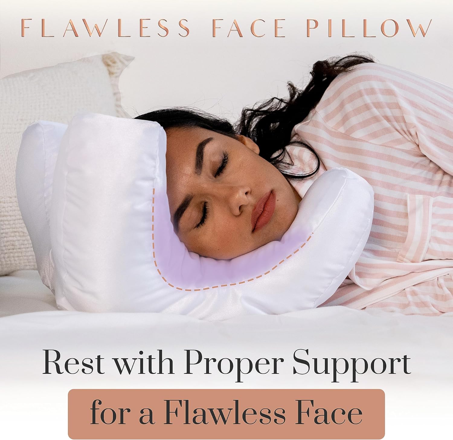 Flawless Face Pillow + Funda De Almohada De Satn Blanco Gratis! Sueo De Belleza Antiarrugas Sueo De Espalda