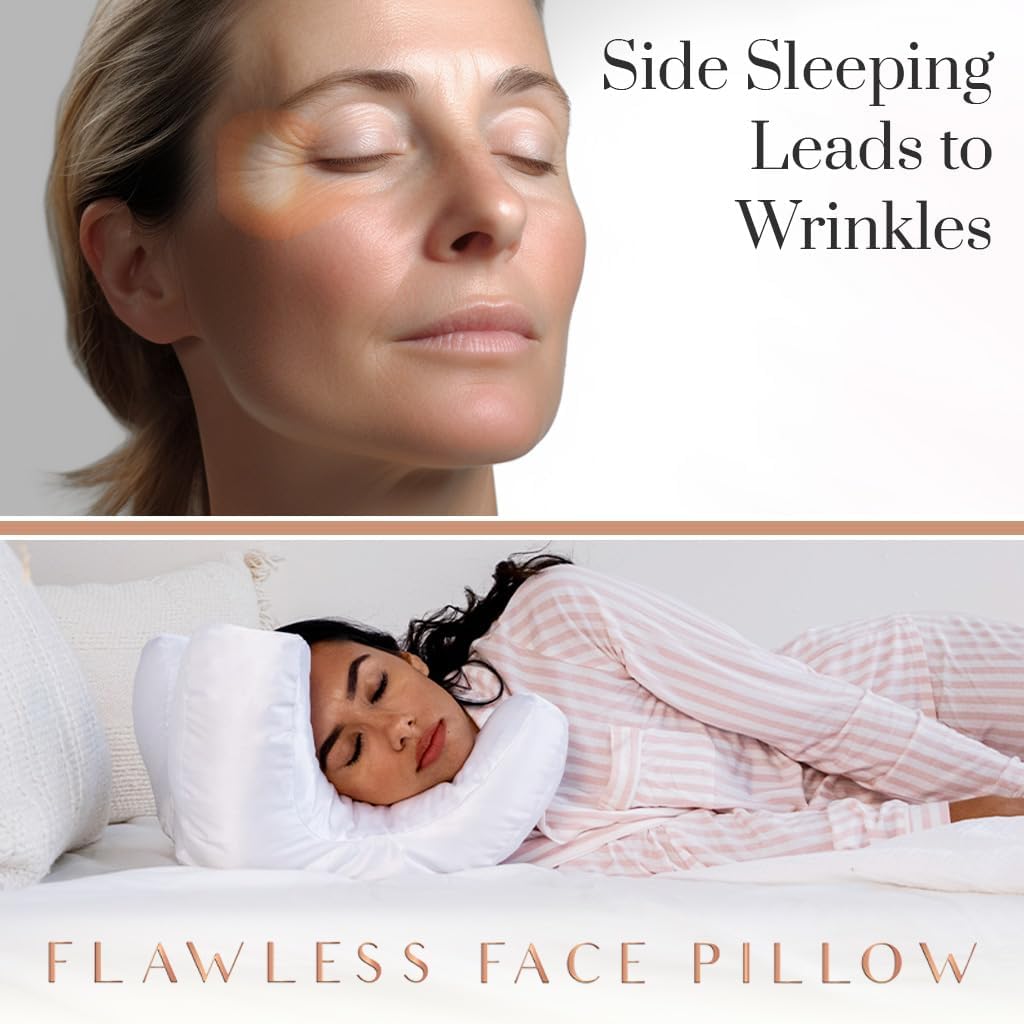 Flawless Face Pillow + Funda De Almohada De Satn Blanco Gratis! Sueo De Belleza Antiarrugas Sueo De Espalda