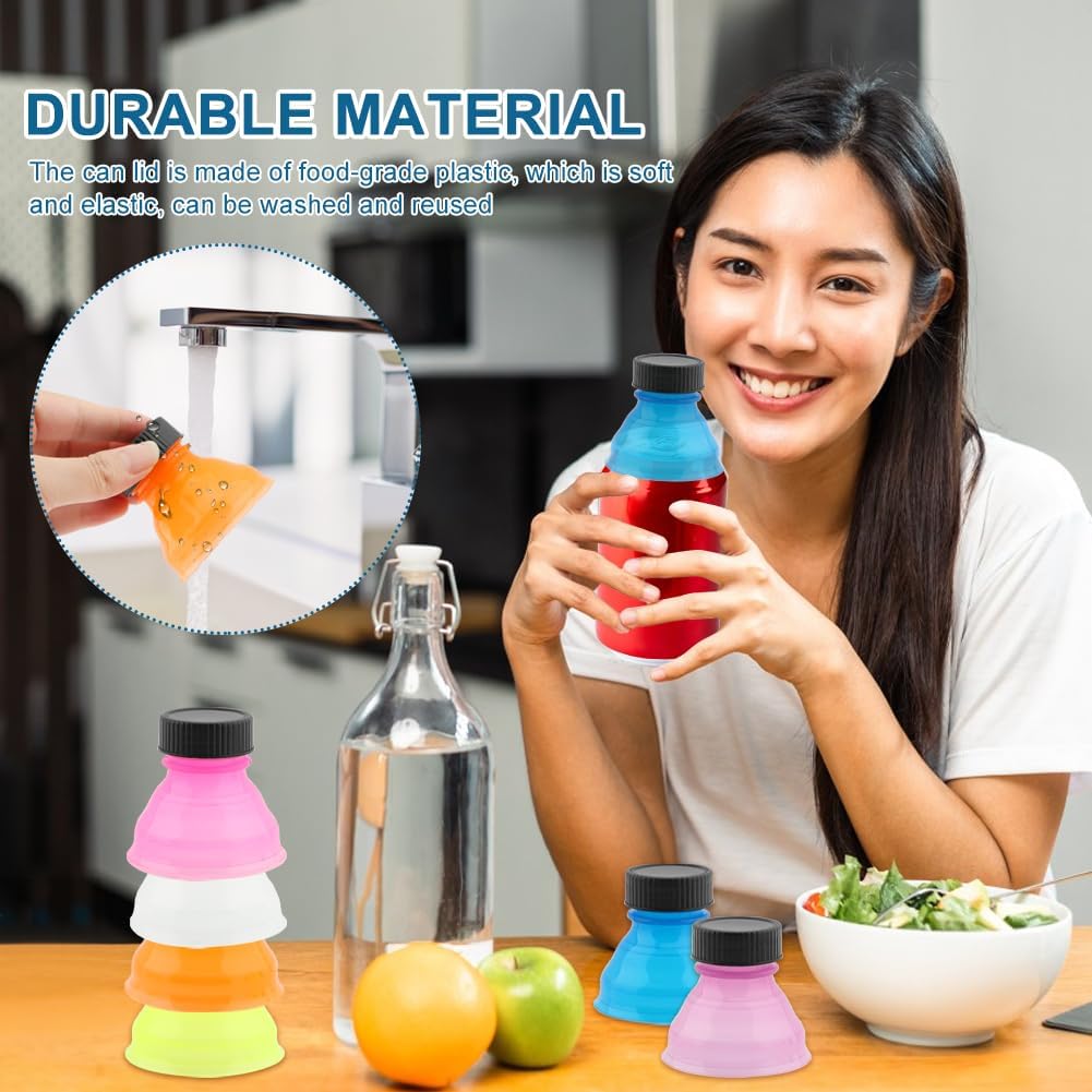Emvanv 12 Tapas Para Latas Tapas Reutilizables De Plstico Para Bebidas De Jugo De Cerveza Y Otras Bebidas Enlatadas Azul Amarillo Rosa Blanco Naranja Morado