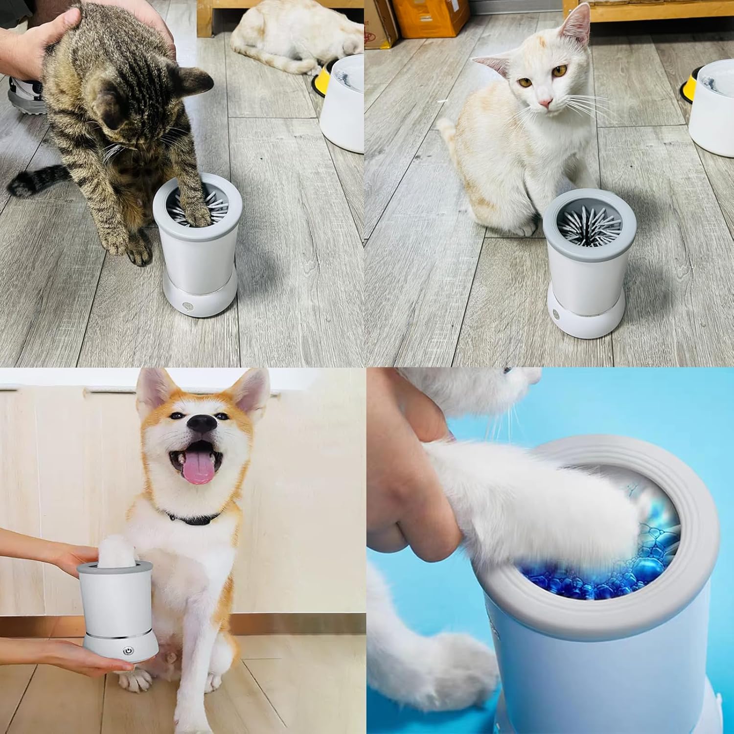Winb Limpiador Elctrico Y Masajeador De Patas De Perro Taza Porttil Recargable Por Usb Mquina Automtica De Limpieza De Pies Para Perros Pequeos A Medianos Blanco