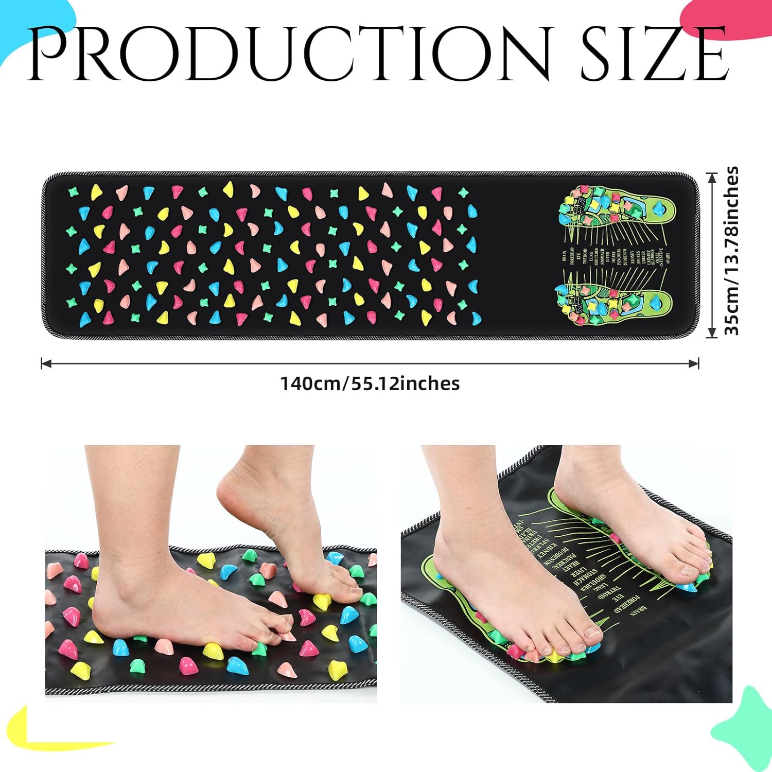 BBTO Foot Massage Mat Reflexology Walk Stone Road for Acupressure Foot Massage Acupoint Mat for Long Sitting Elderly Students and Office Workers