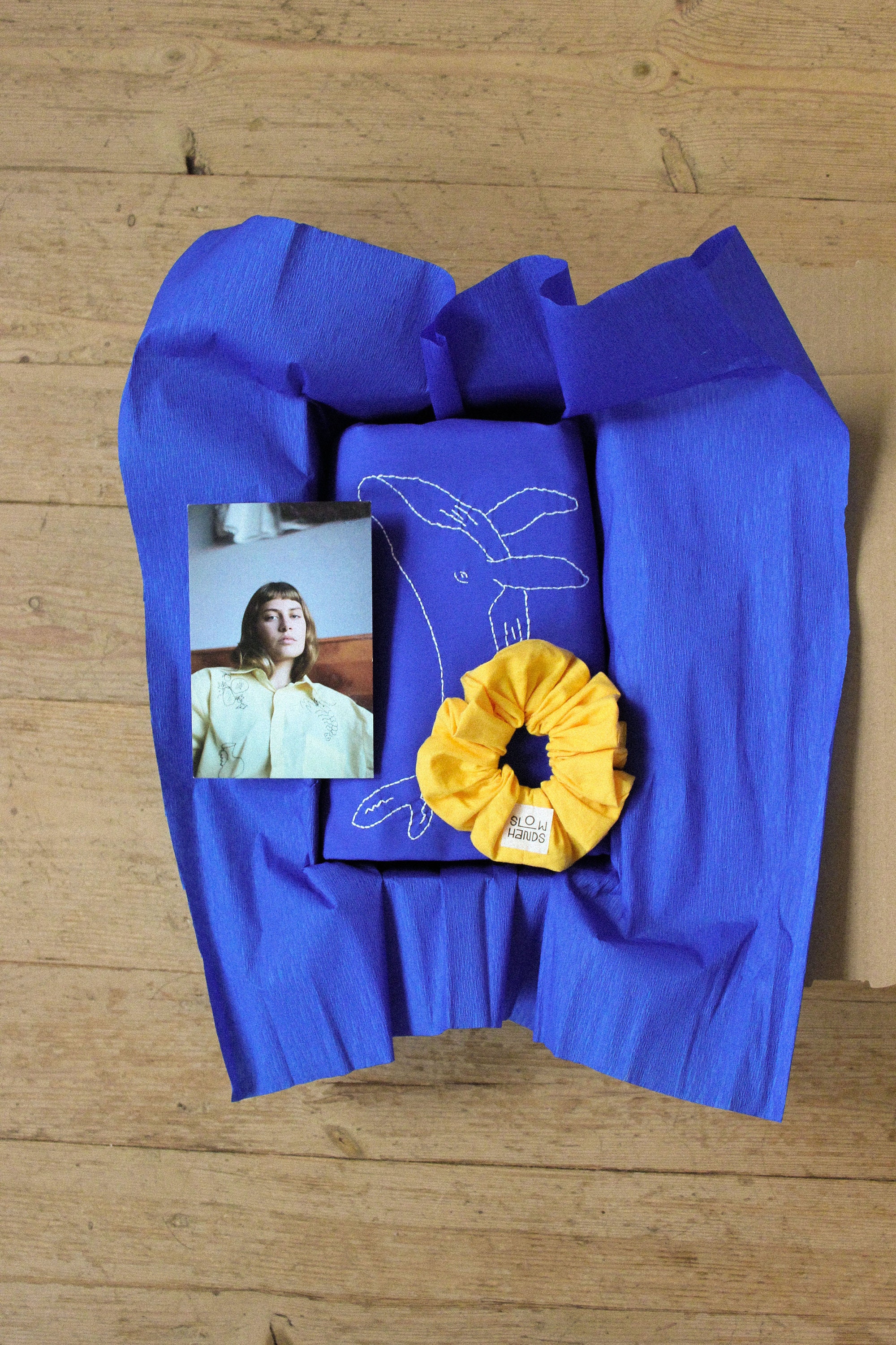 Hand Embroidered The Big Blue Shirt With Short Sleeves