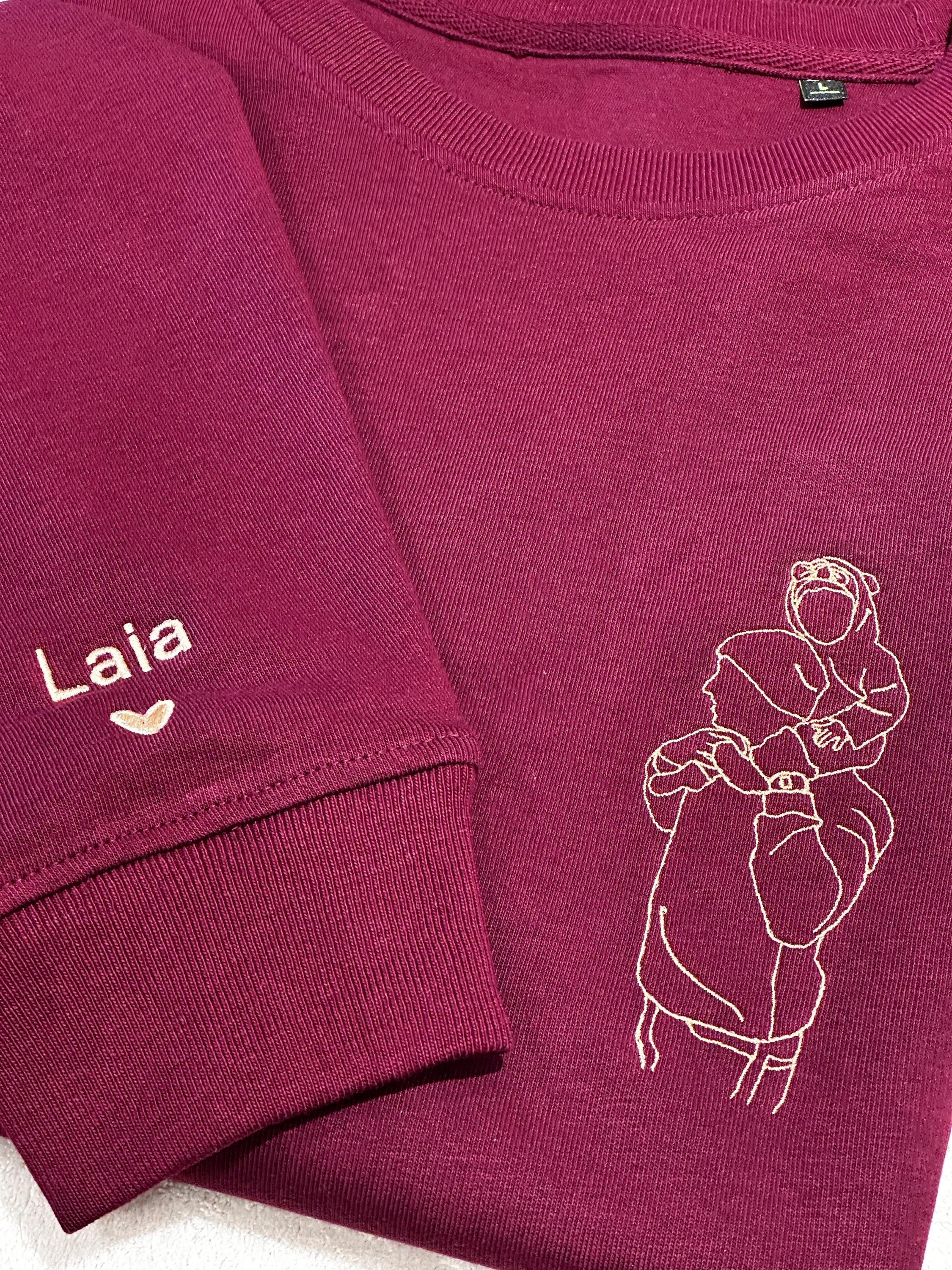 Embroidered Family T-shirt Personalized Portrait Photo Father Shirt Gift Idea Christmas And Father's Day Line Art Family Photo Birthday