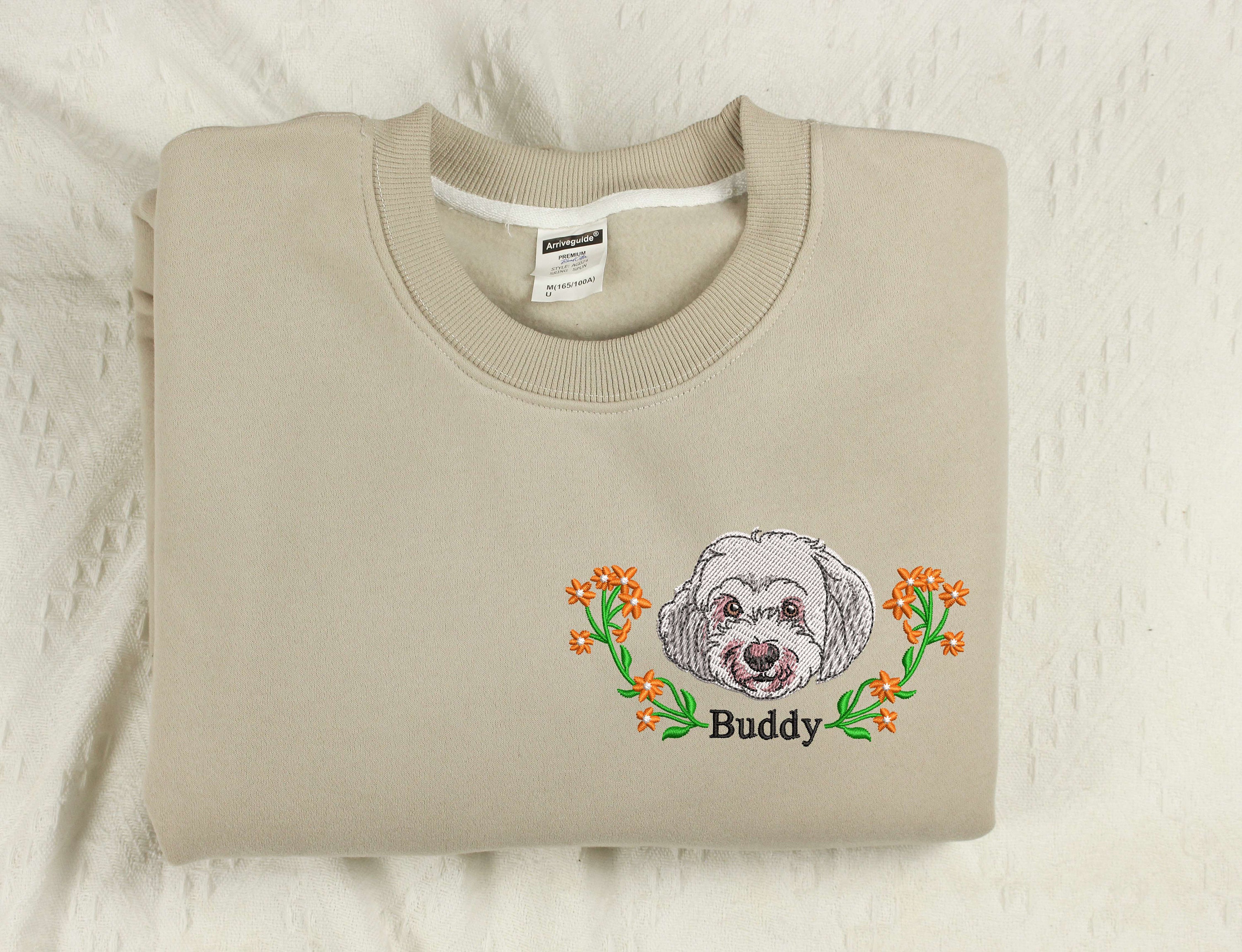 Custom Dog Face Embroidered Sweatshirt Dog Photo Embroidered Hoodie Dog Lovers Sweatshirt Gift For Pet Lovers Pet Embroidery Sweater