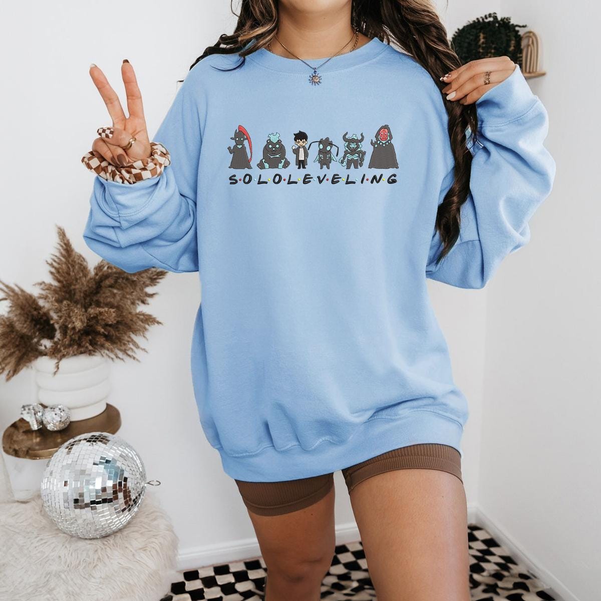 Embroidered Anime Sweatshirt I Alone Level Up-inspired Design Monarch Of Shadows Sweater Double Dungeon Shirt Esn1330