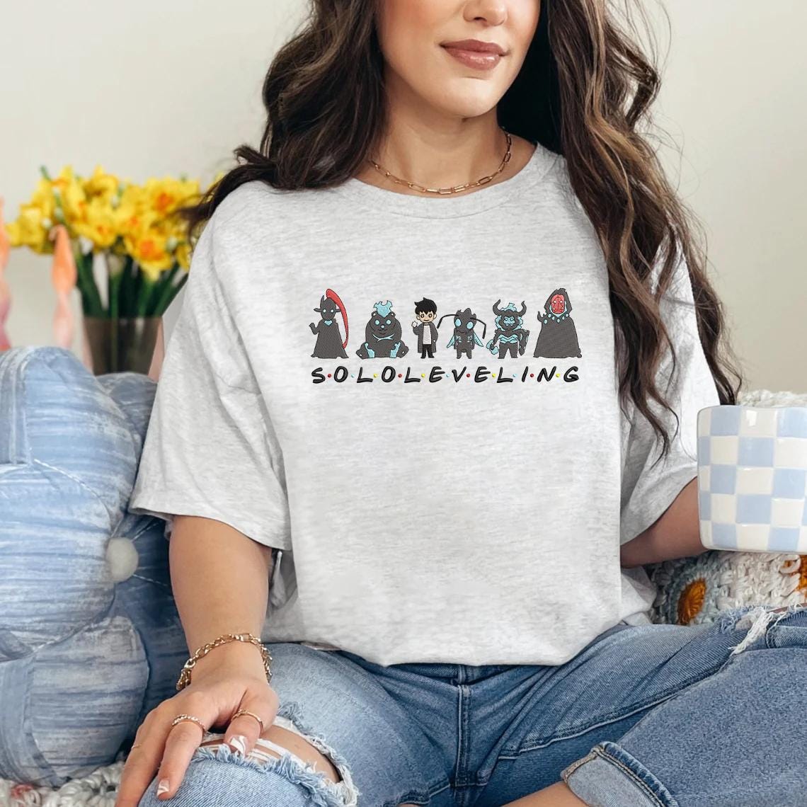 Embroidered Anime Sweatshirt I Alone Level Up-inspired Design Monarch Of Shadows Sweater Double Dungeon Shirt Esn1330