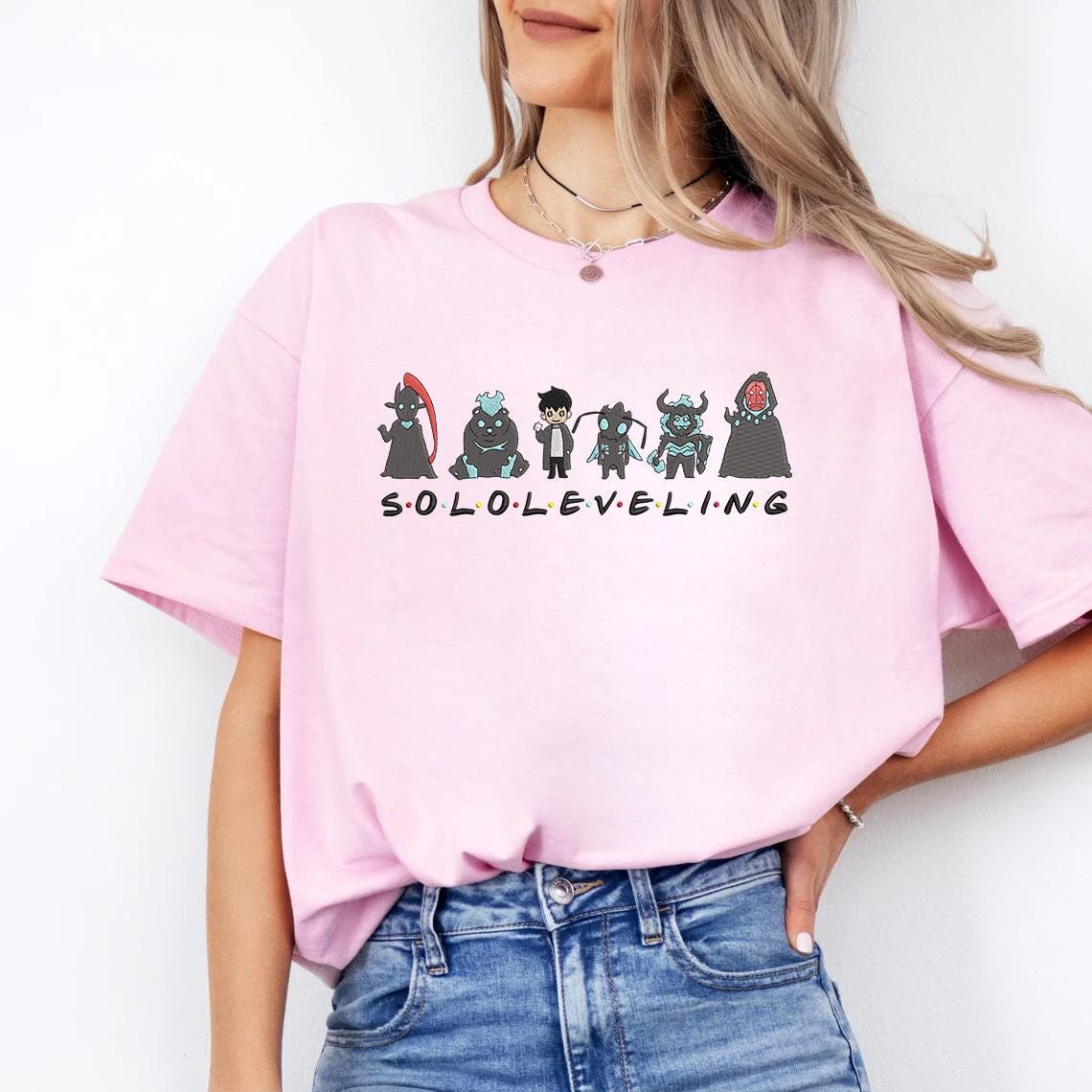 Embroidered Anime Sweatshirt I Alone Level Up-inspired Design Monarch Of Shadows Sweater Double Dungeon Shirt Esn1330