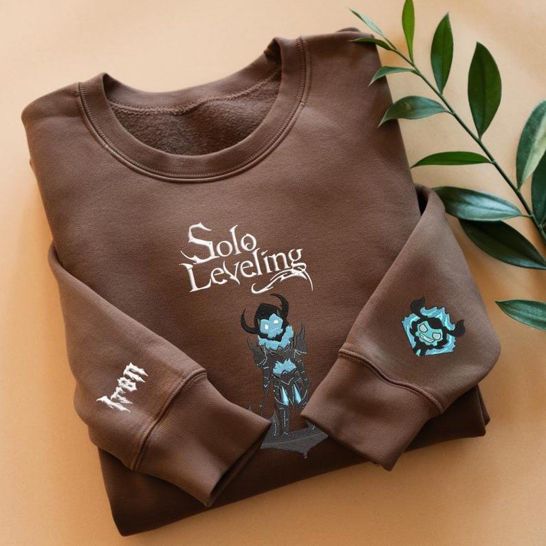 Embroidered Anime Sweatshirt And Hoodie I Alone Level Up-inspired Shirt Gifts For Anime Lovers