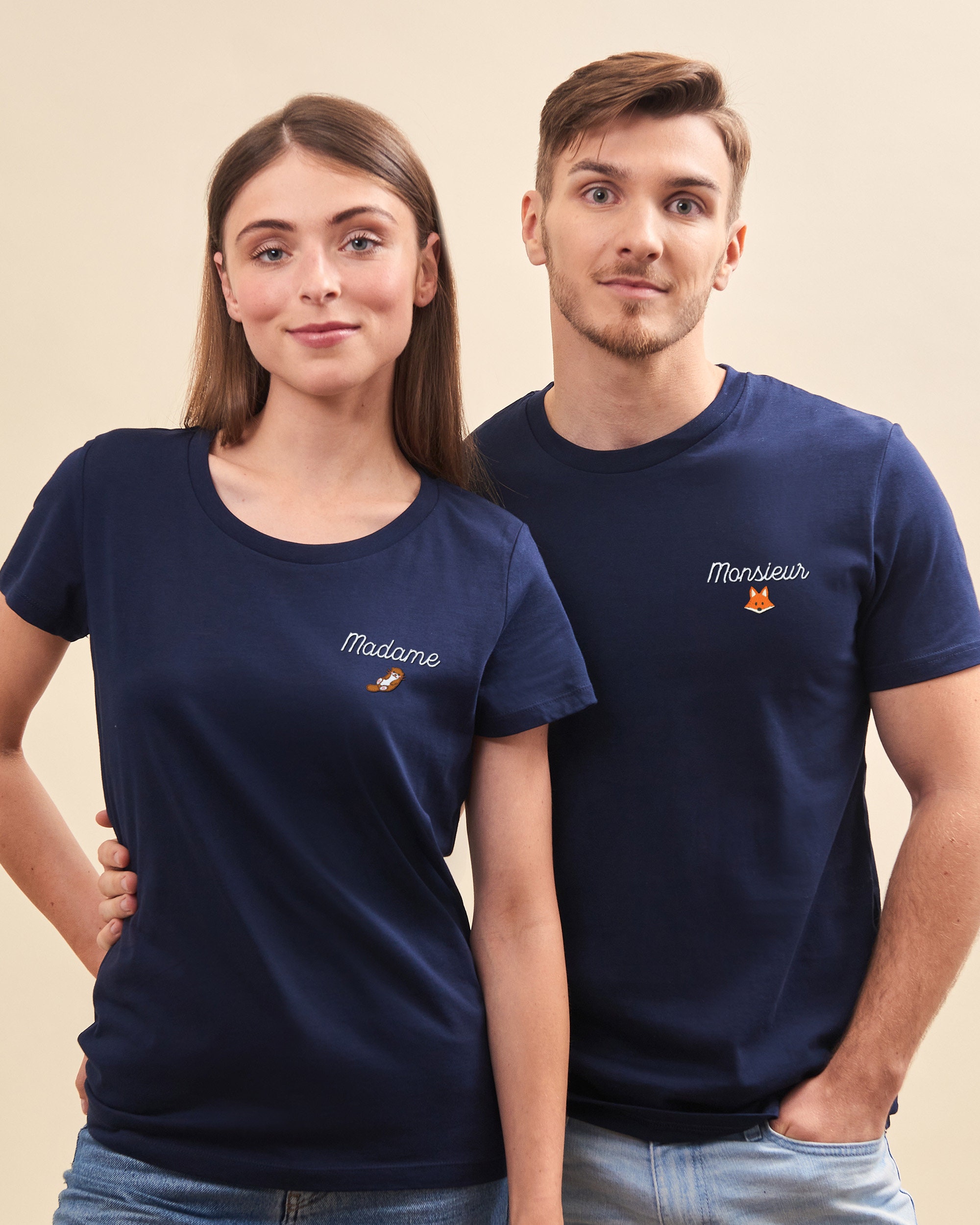 Custom Embroidered T-shirt Duo Pack Of 2 Custom Embroidered T-shirts Couple T-shirts Mother's Day Father's Day Gift