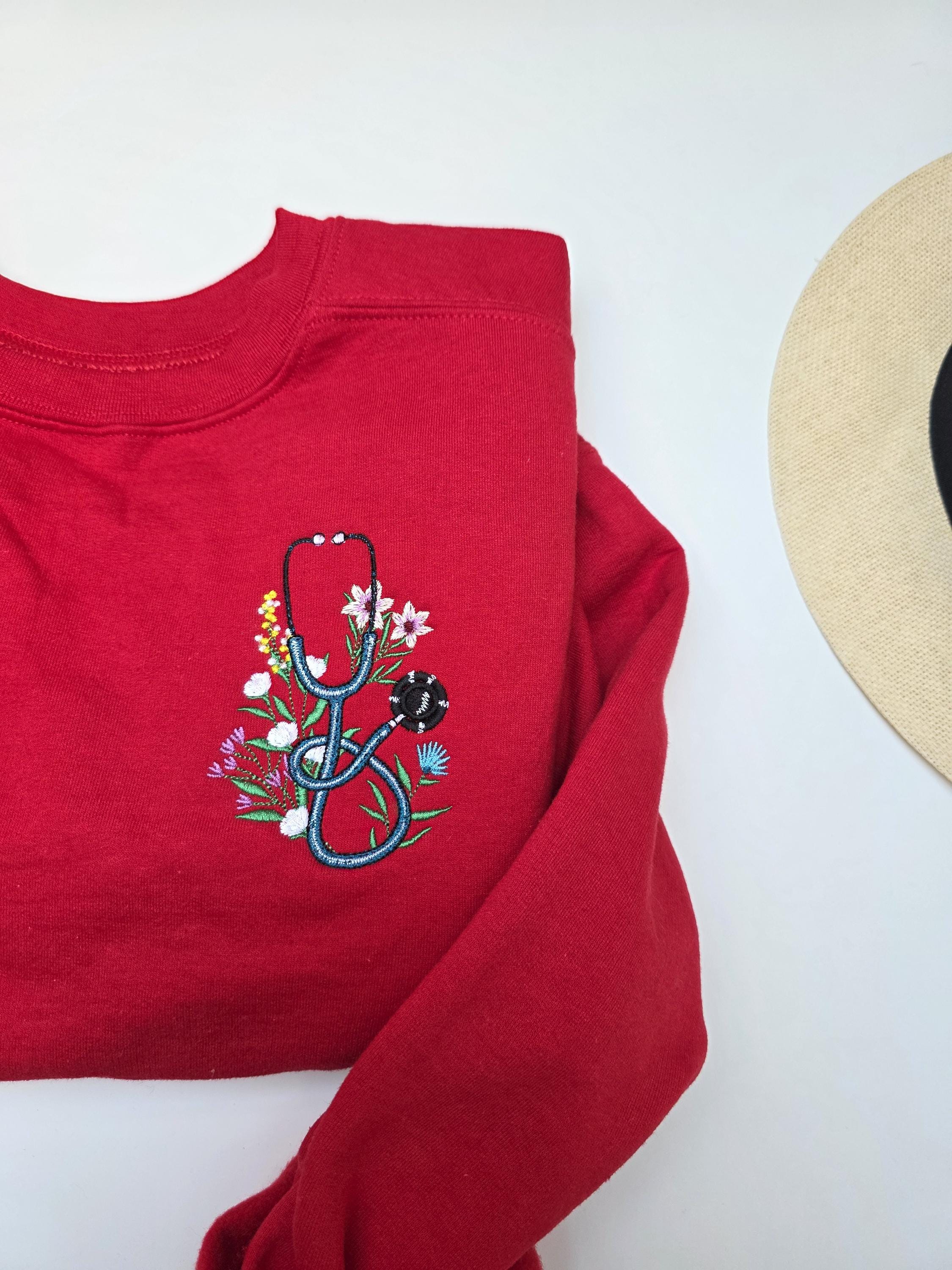 Nursing Embroidered Sweatshirt Medicine Embroidered Sweatshirt Gift Nurse T-shirt For Sister Embroidered Sweatshirt Healthcare