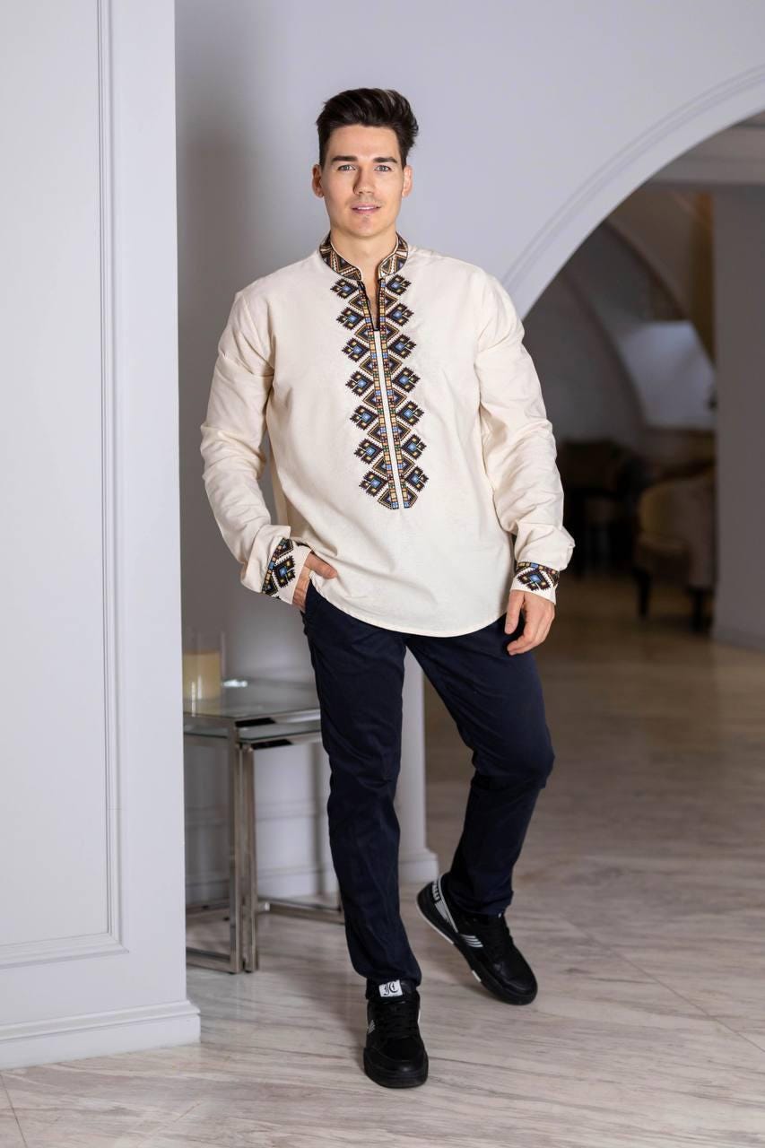 Beige Ukraine Vishivankawhite Ukraine Blouseembroidered Ukraine Women Blouseukraine Men Shirtbeige Embroidered Blouseukraine Shop