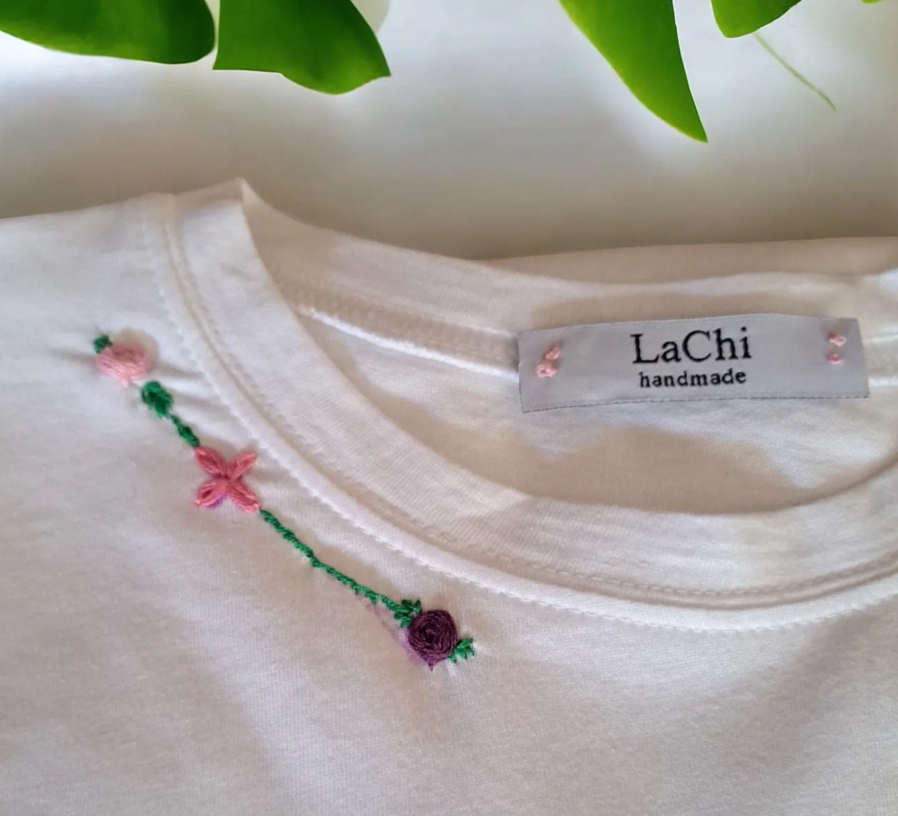 Hand-embroidered T-shirt With Colorful Flowers