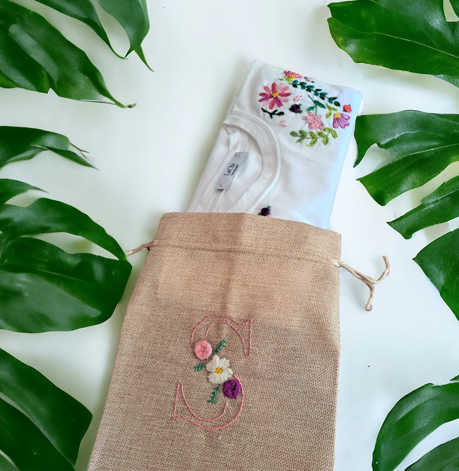 Hand-embroidered T-shirt With Colorful Flowers
