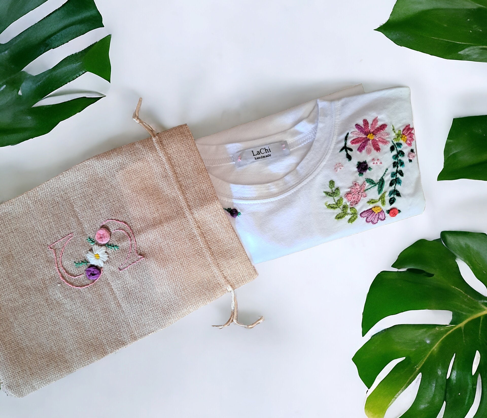 Hand-embroidered T-shirt With Colorful Flowers