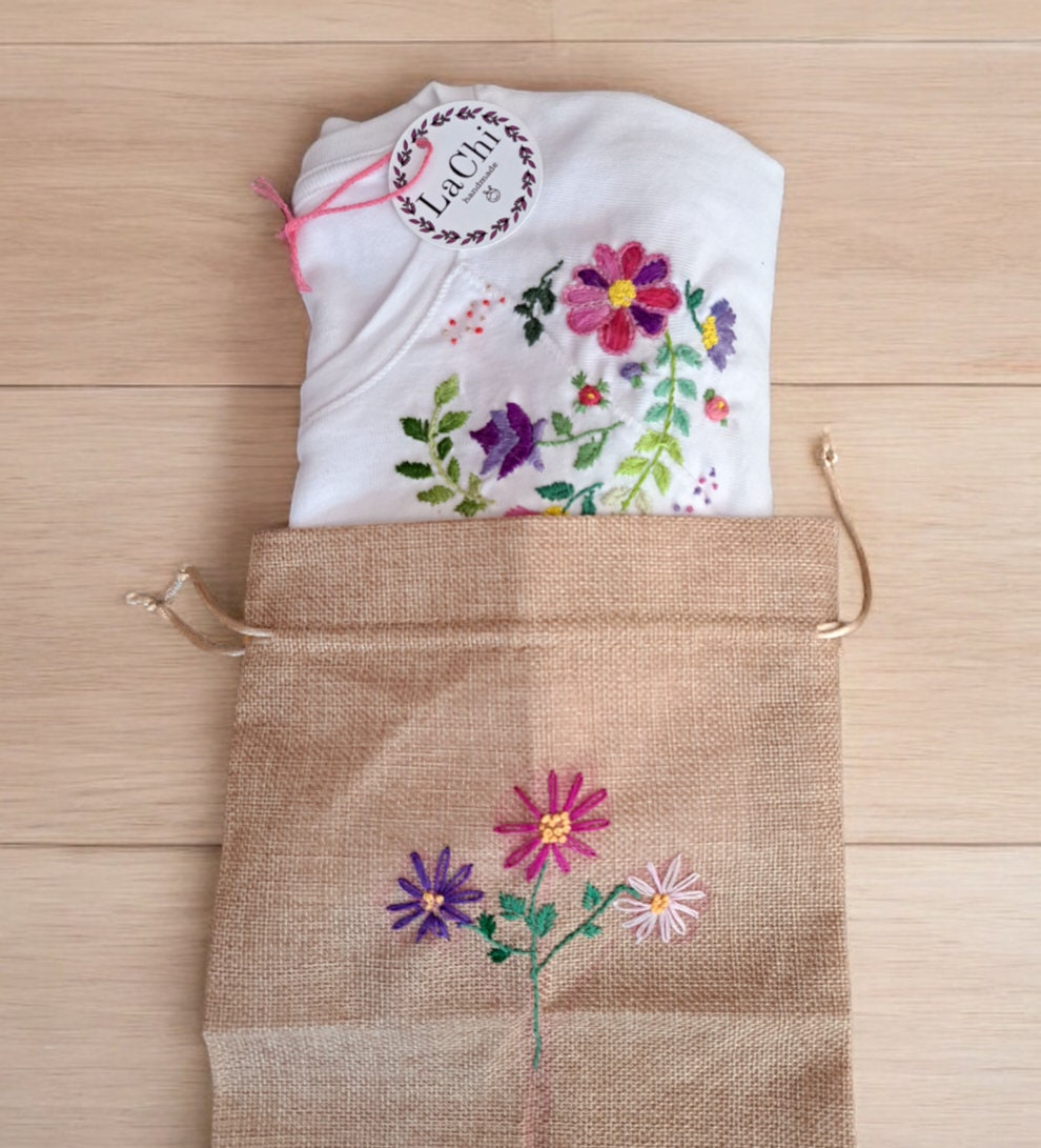 Hand-embroidered T-shirt With Colorful Flowers