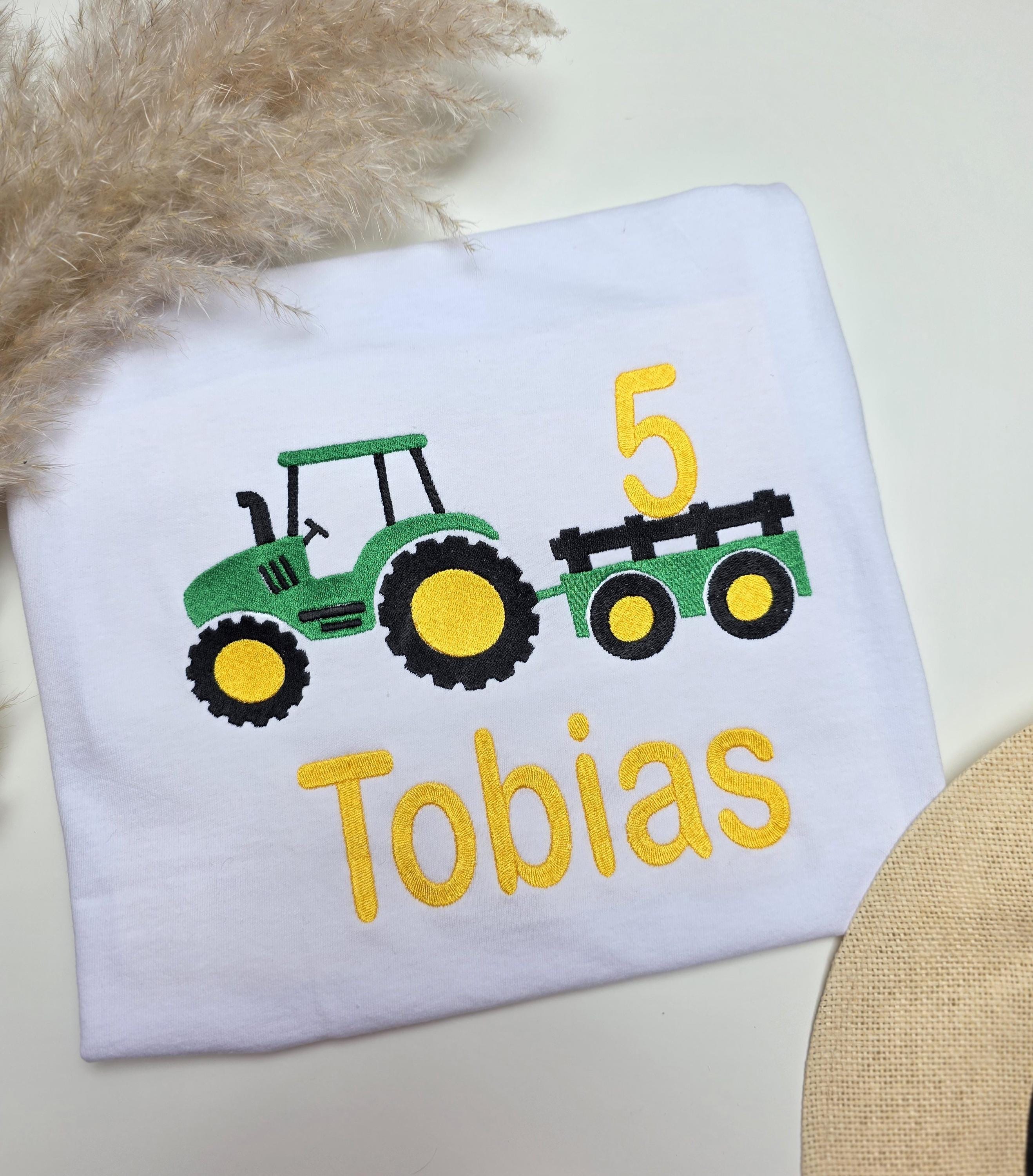 Personalized Tractor Birthday T-shirt T-shirt Unisex With Name And Age Children's Birthday Personalized Farm Embroidered Excavator