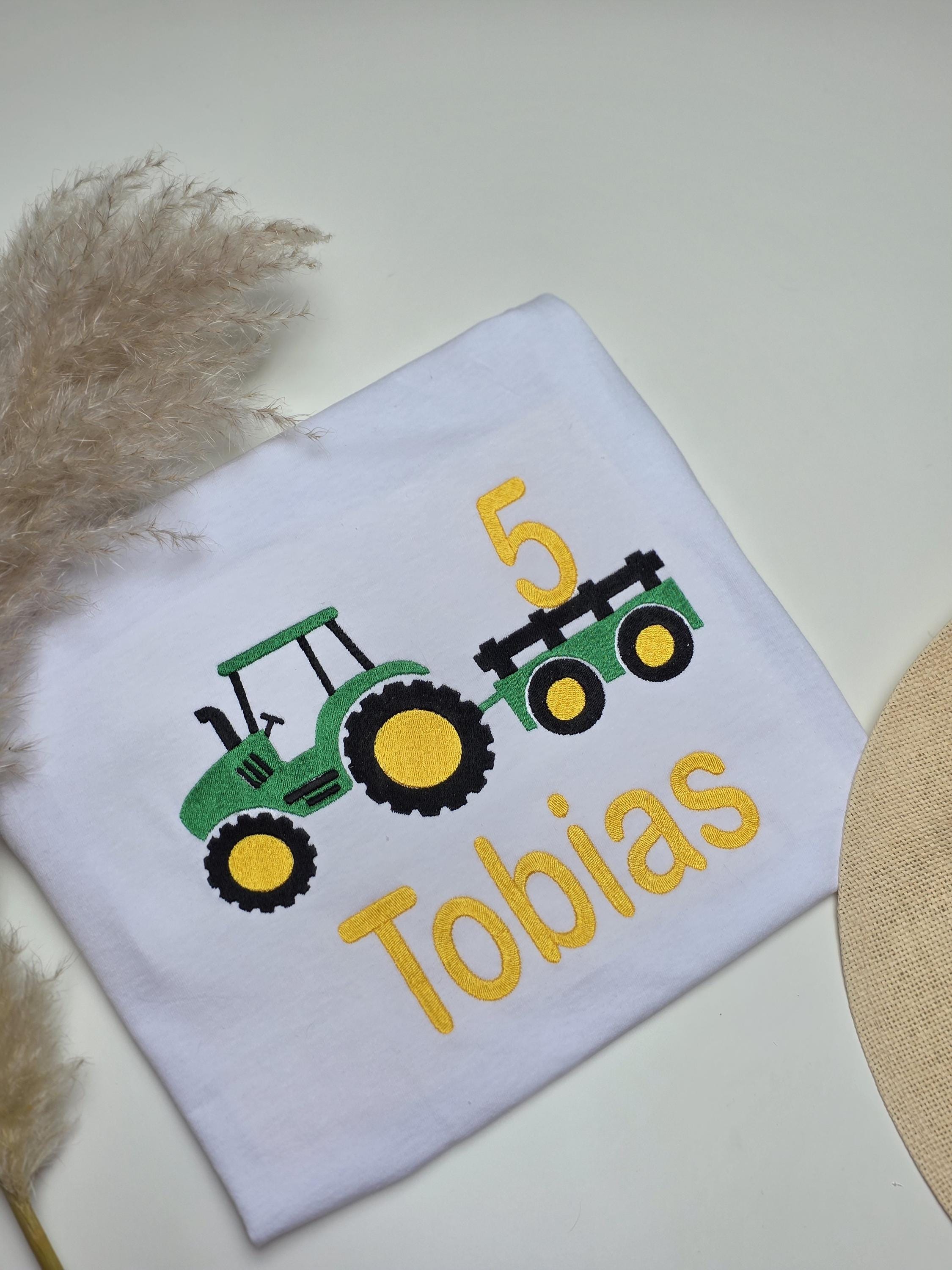 Personalized Tractor Birthday T-shirt T-shirt Unisex With Name And Age Children's Birthday Personalized Farm Embroidered Excavator