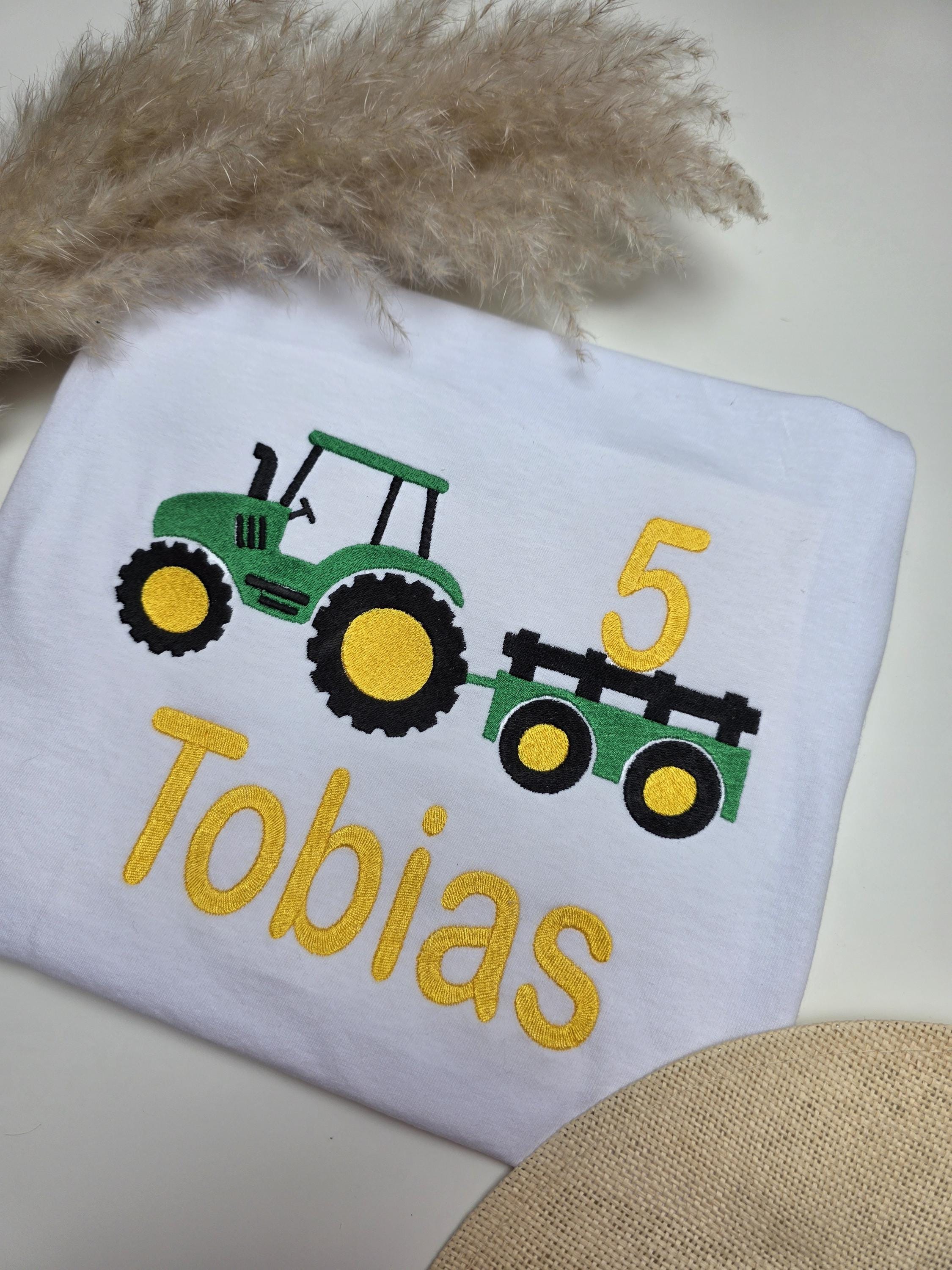 Personalized Tractor Birthday T-shirt T-shirt Unisex With Name And Age Children's Birthday Personalized Farm Embroidered Excavator