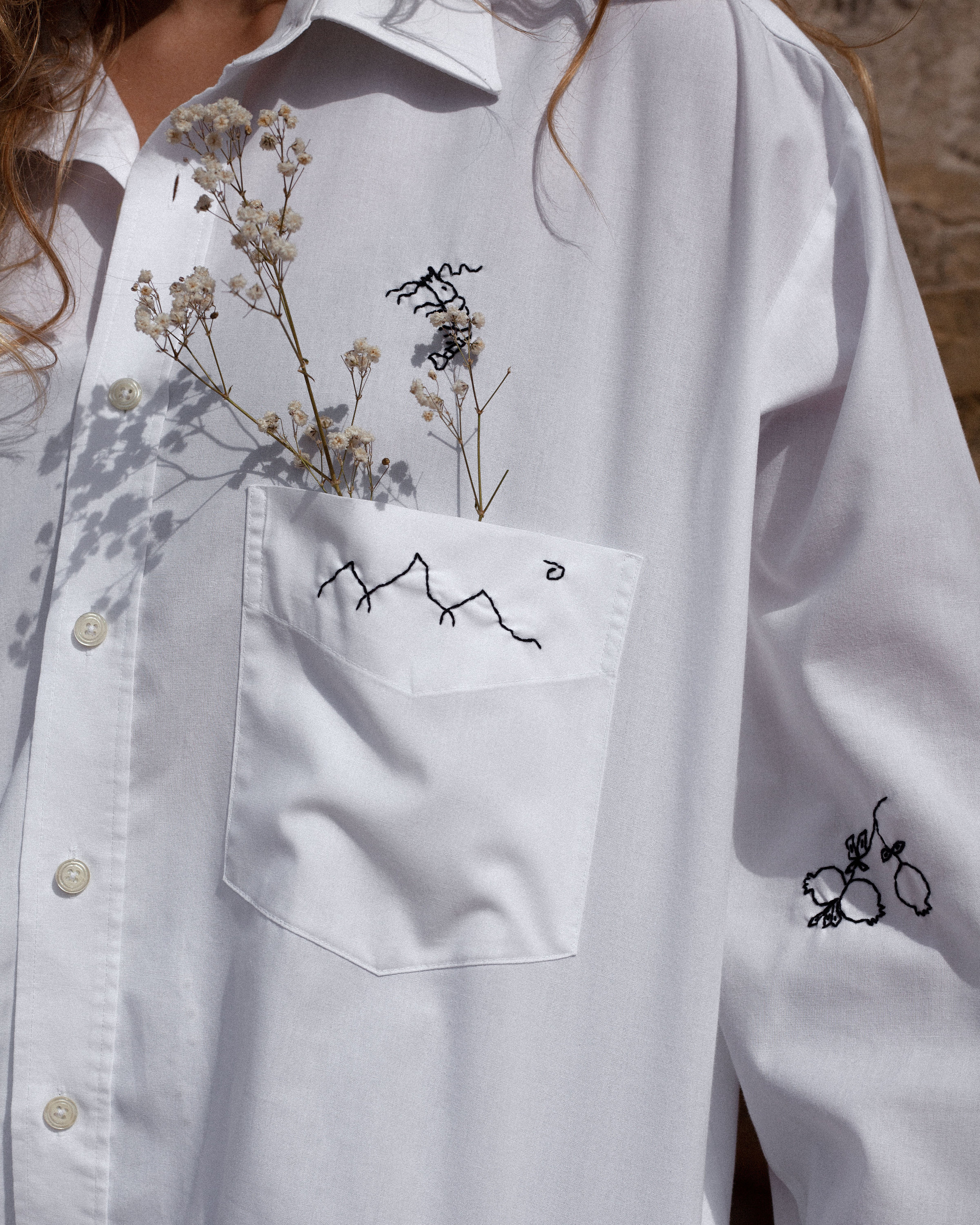 Hand Embroidered Relaxed White Shirt