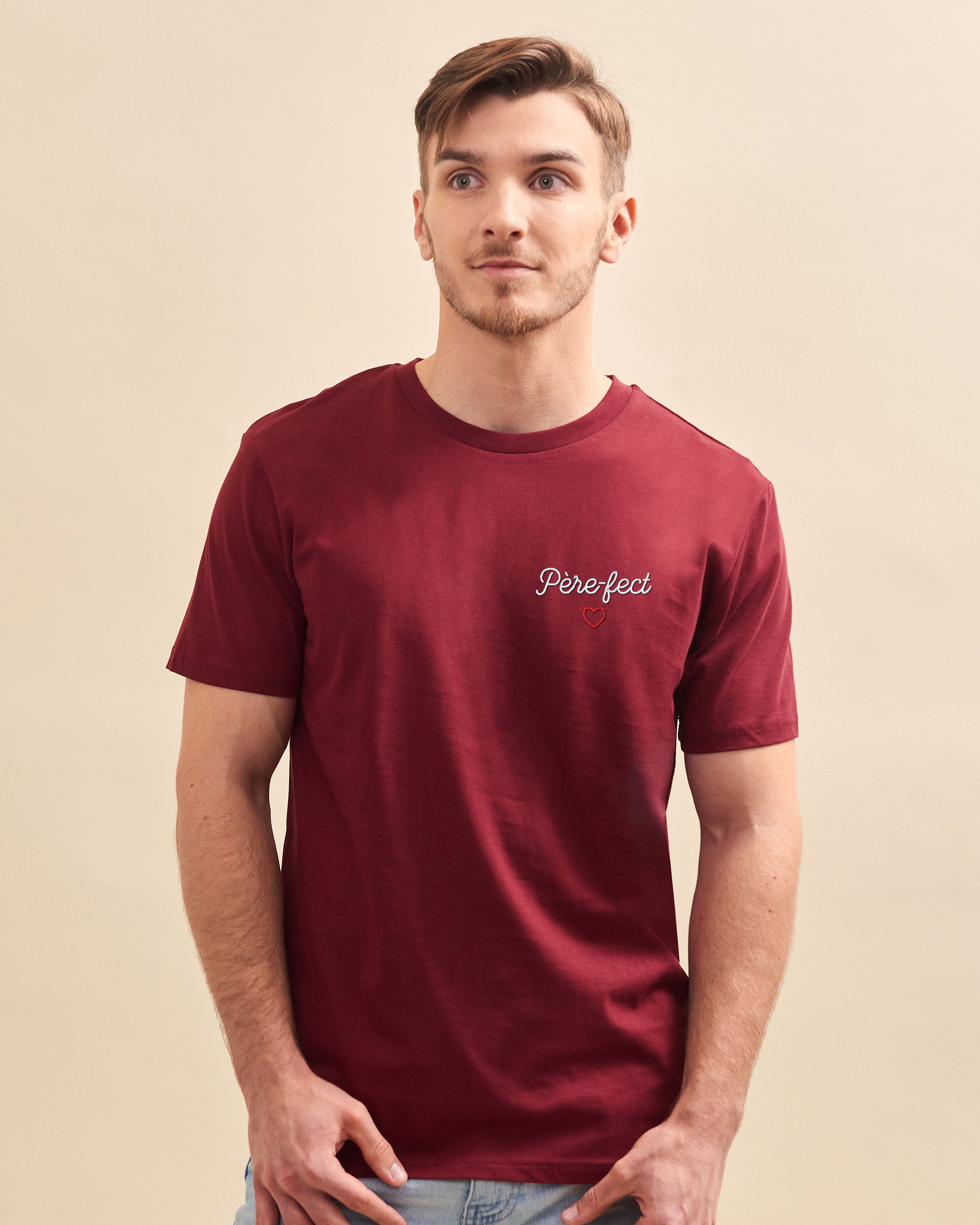 Personalized Embroidered T-shirt For Men In Bordeaux Personalized Gift For Him Godfather Personalized Father's Day Gift