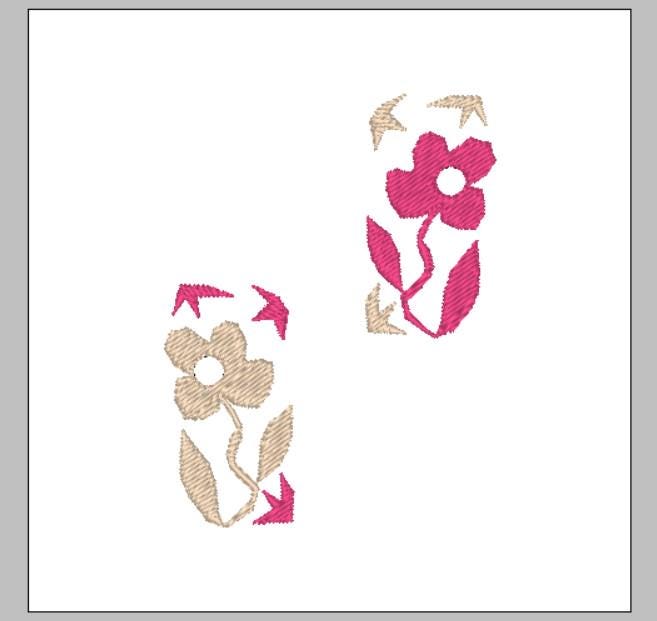 Beige Natural Cotton T-shirt Embroidered With Personal Design Double Fleurs