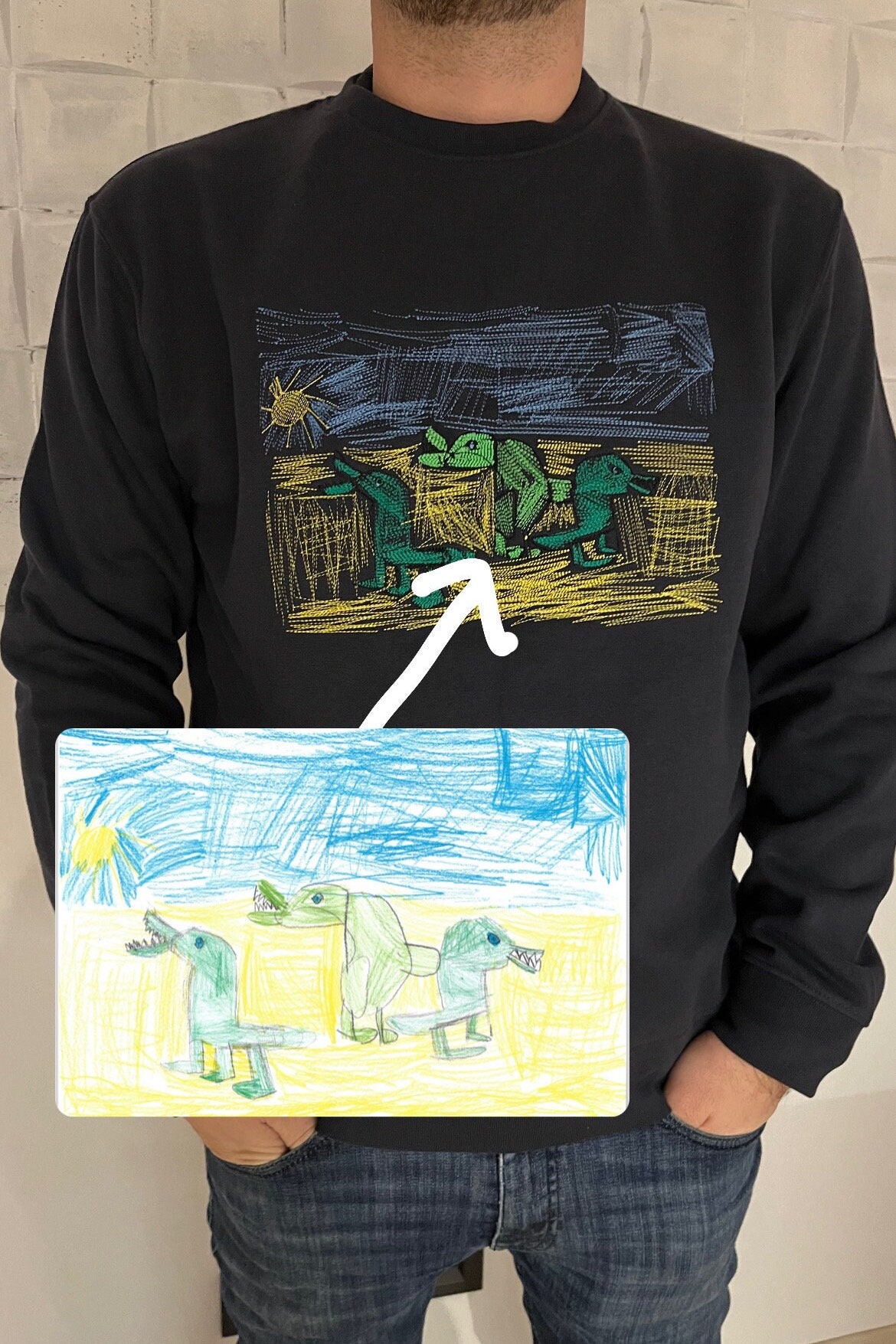 Personalized Embroidered T-shirt With Your Childs Drawing - Unique Christmas Gift!