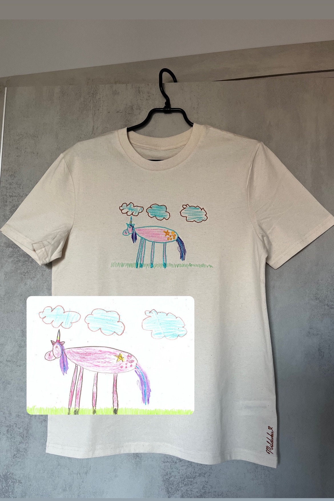 Personalized Embroidered T-shirt With Your Childs Drawing - Unique Christmas Gift!