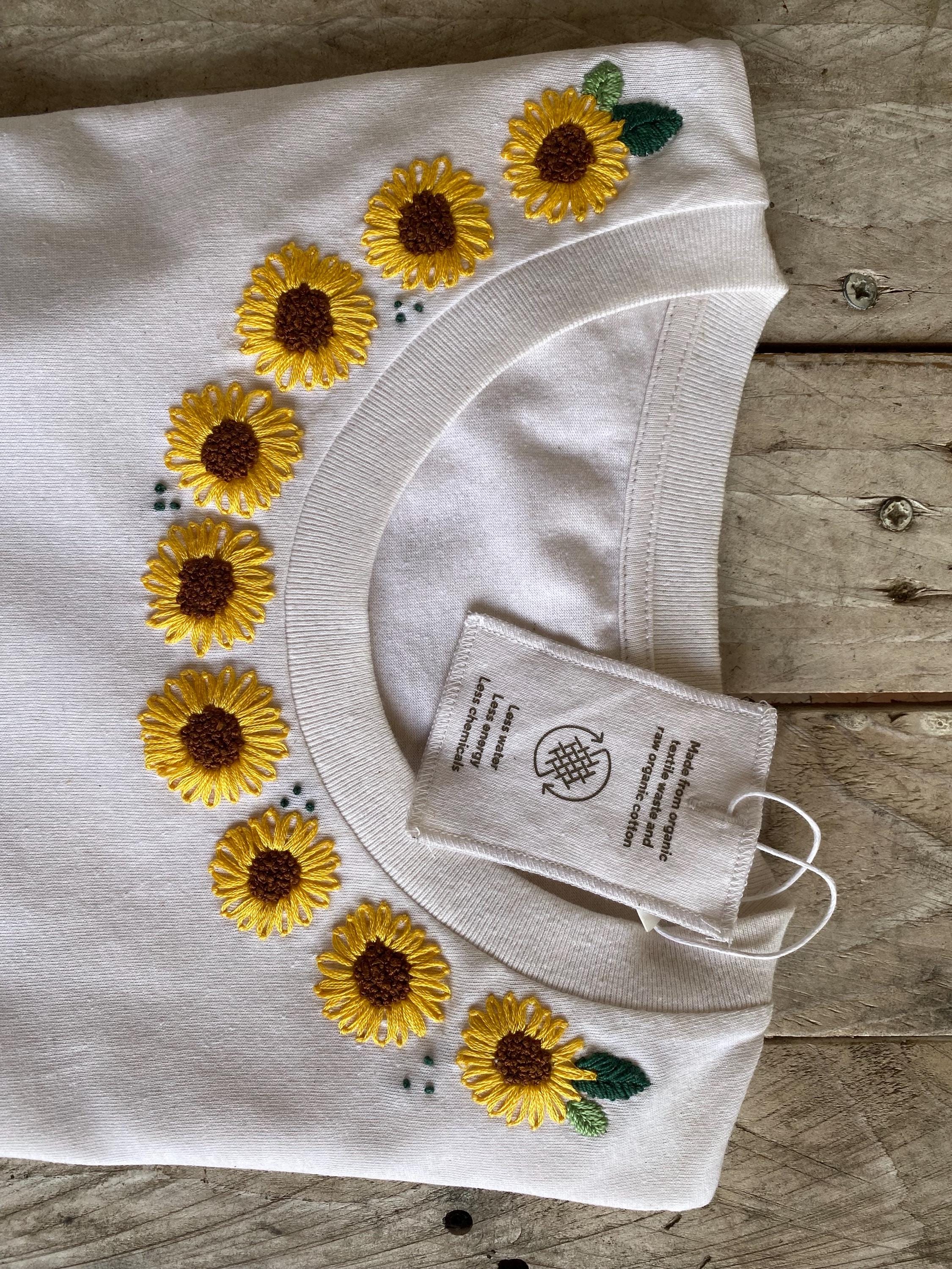 Hand Embroidered Sunflower T-shirt