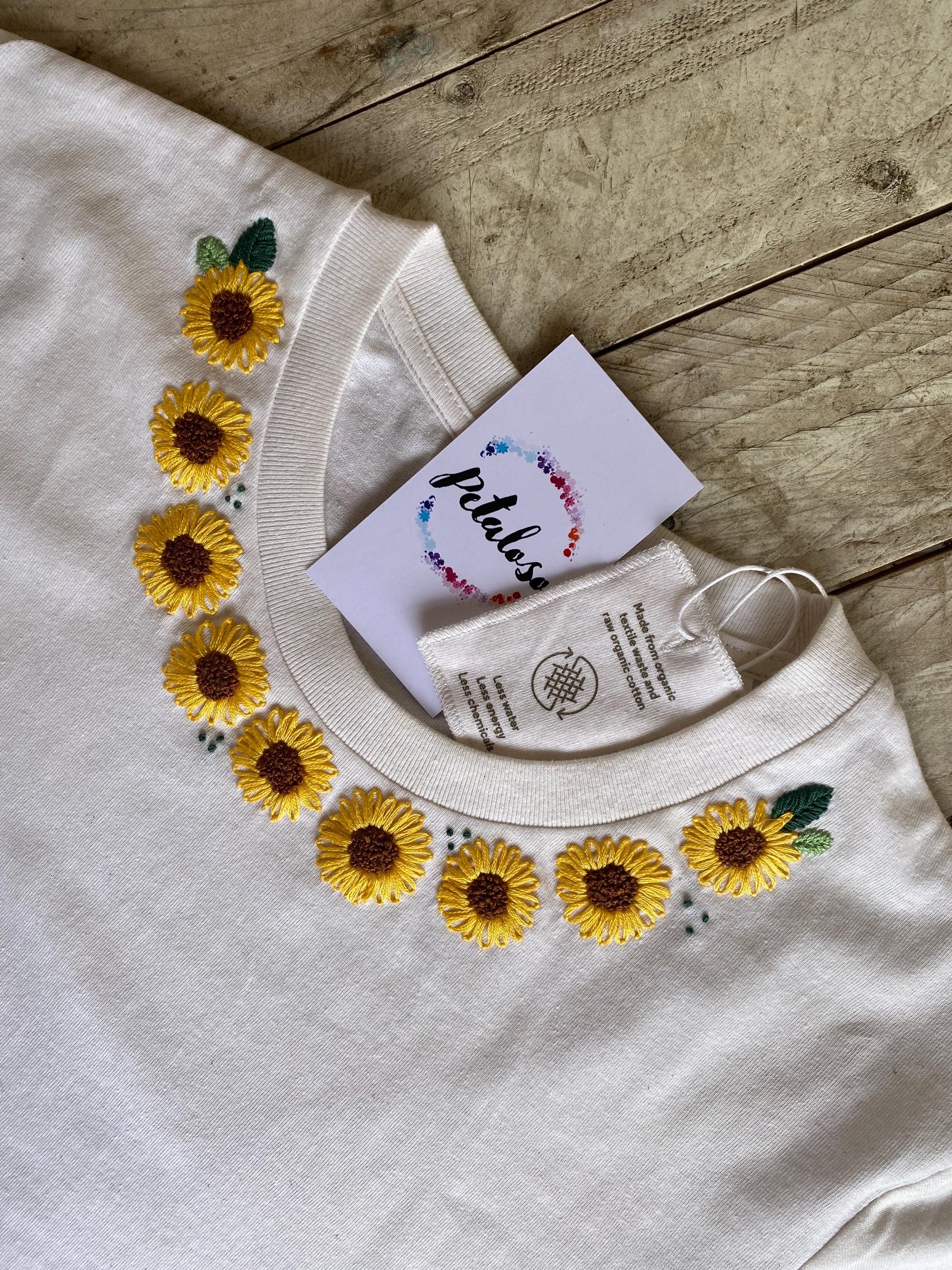 Hand Embroidered Sunflower T-shirt