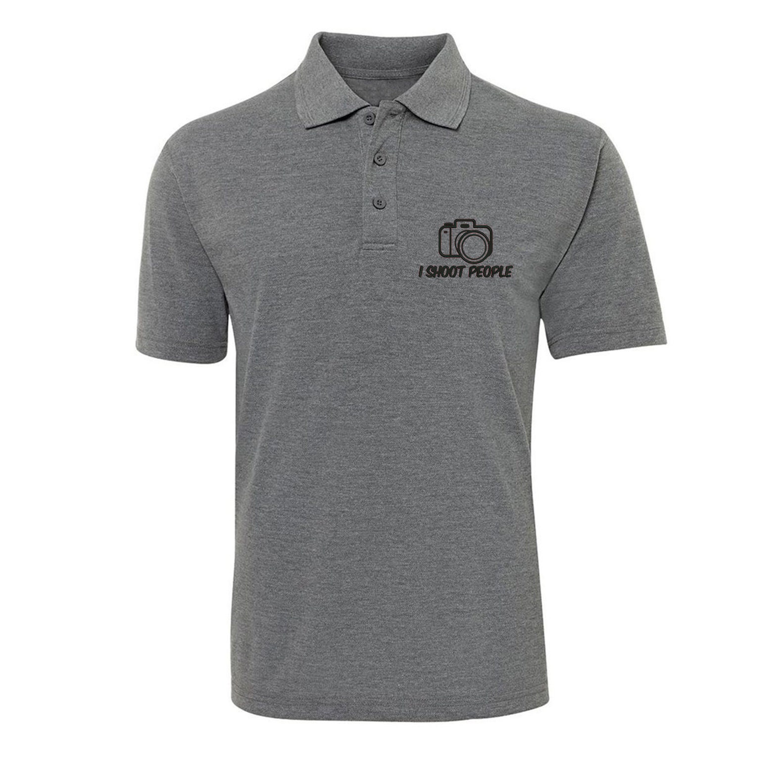I Shoot People Funny Slogan Photographer Embroidered Men's Cotton Classic Polo Shirt
