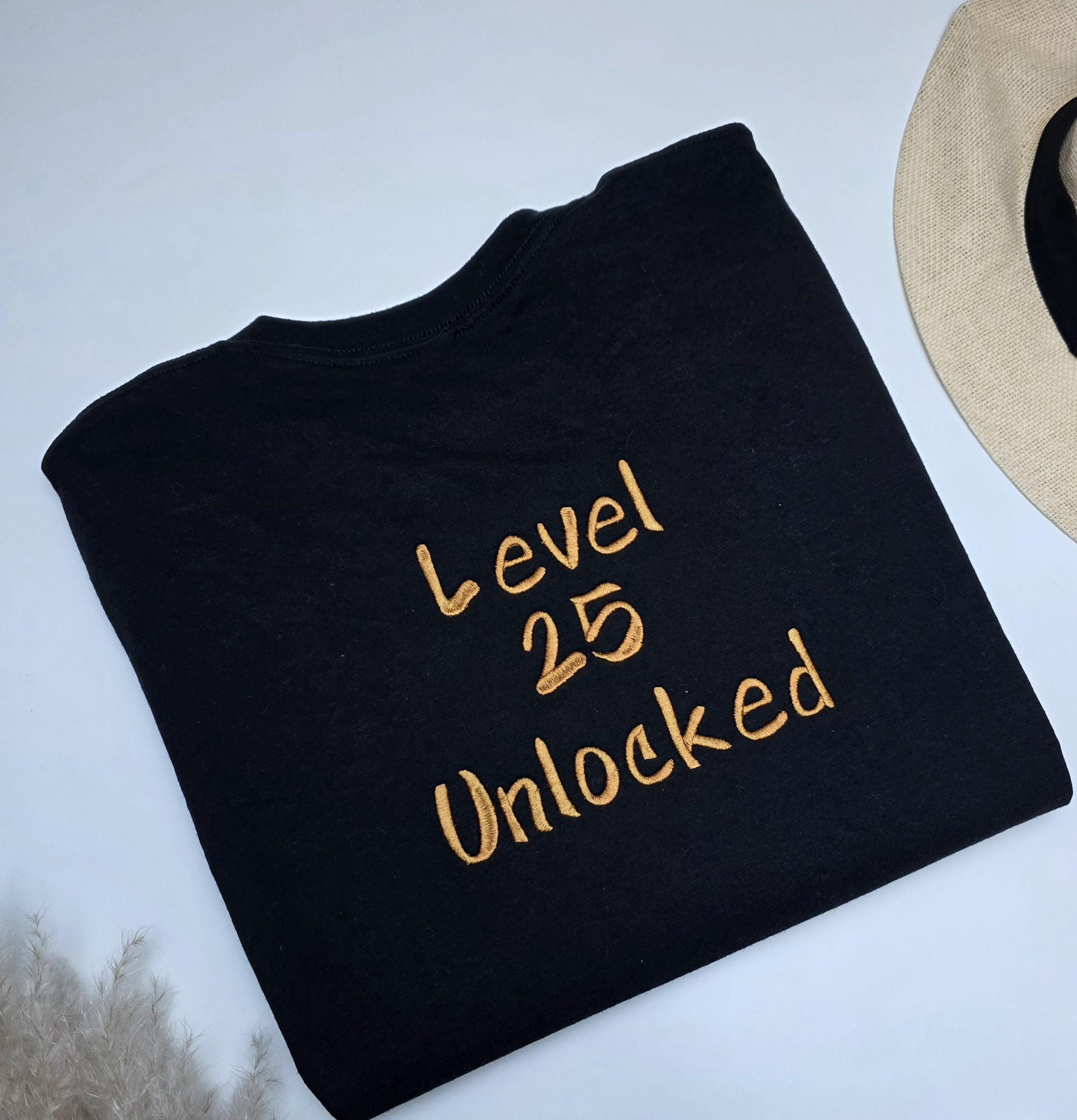 Personalized Gaming Sweatshirt Kids Birthday T-shirtlevel Unlockedt-shirt For Kidsunisexgirlsboysageembroideredsweater
