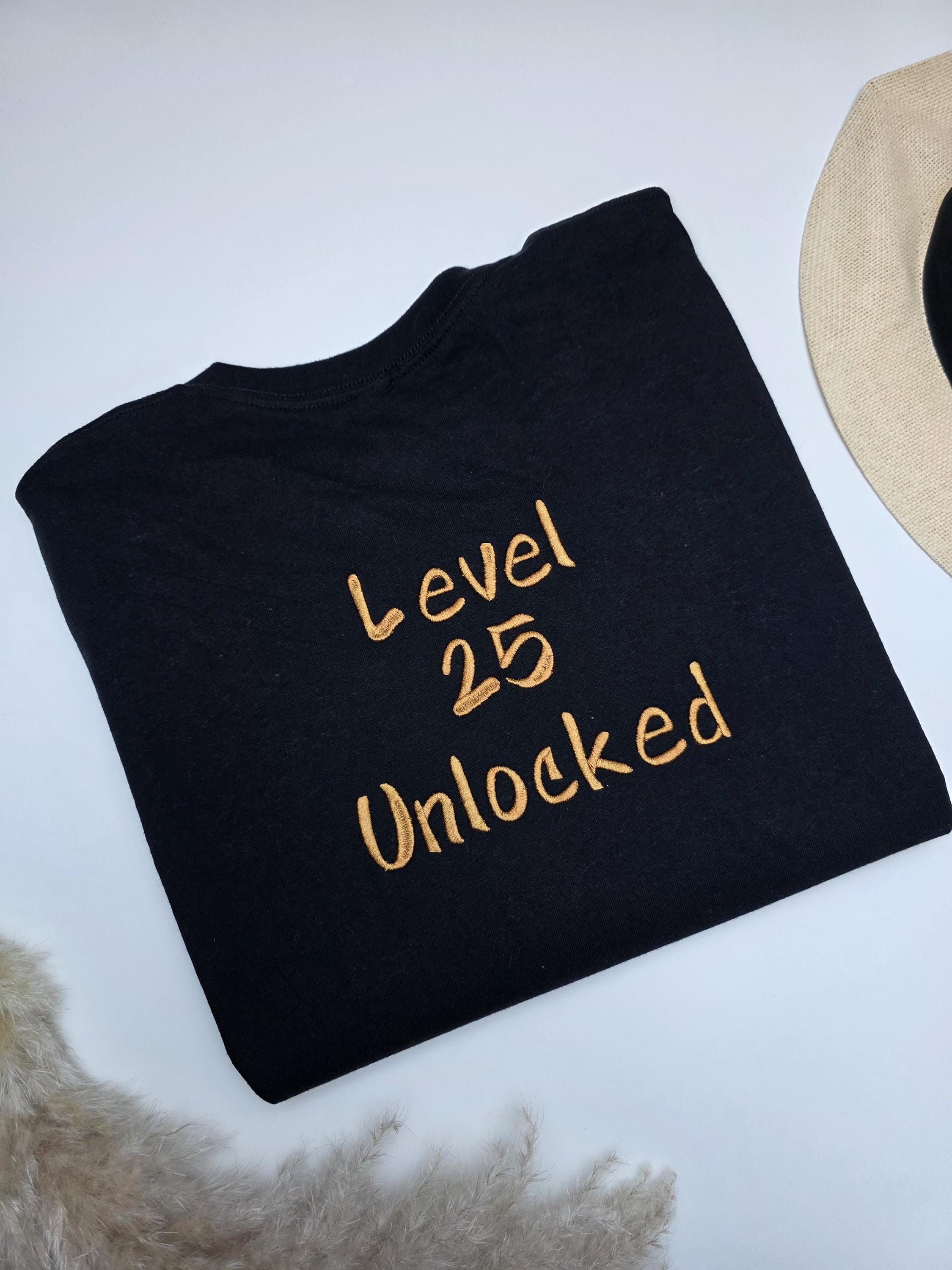 Personalized Gaming Sweatshirt Kids Birthday T-shirtlevel Unlockedt-shirt For Kidsunisexgirlsboysageembroideredsweater