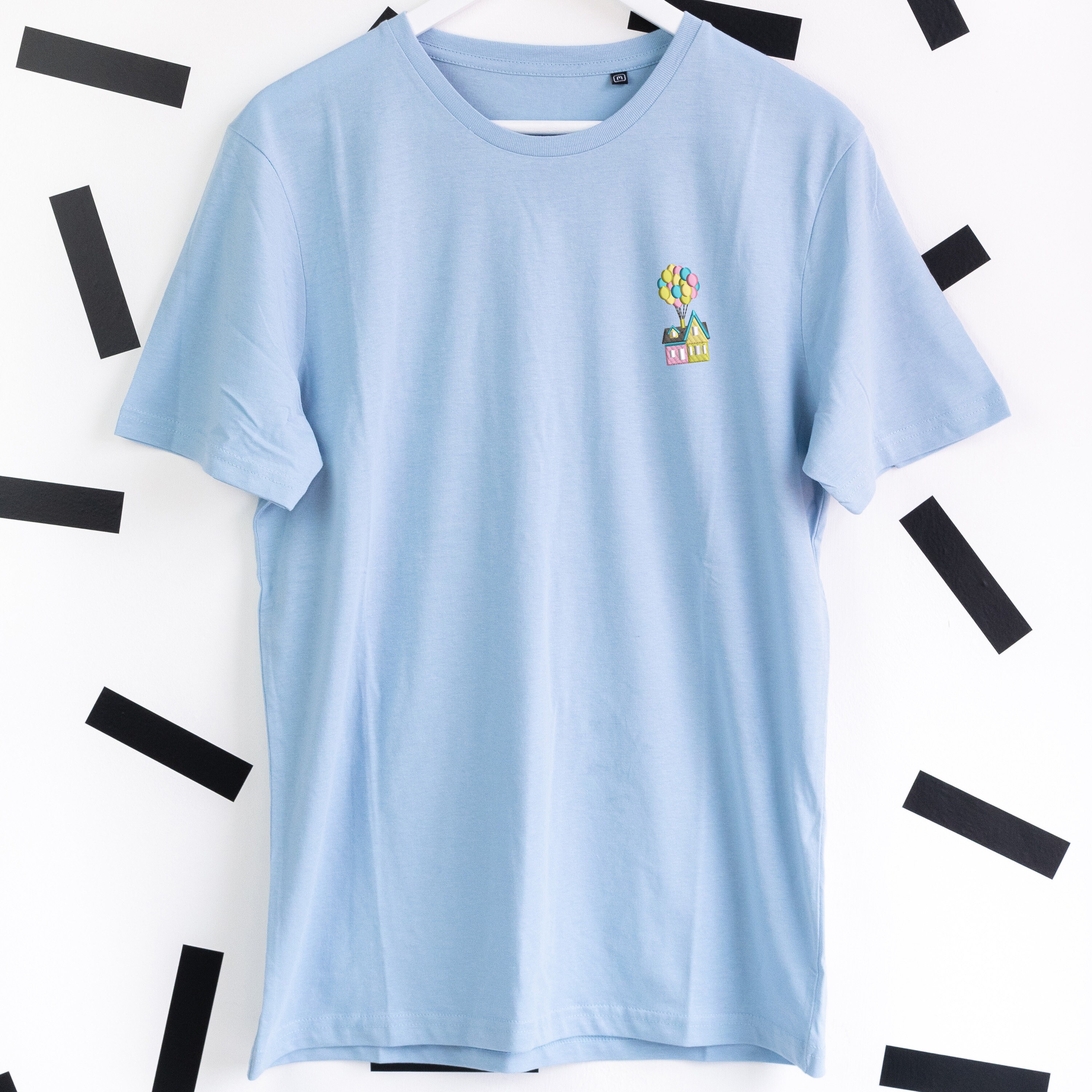 Up House Embroidered T-shirt - Light Blue