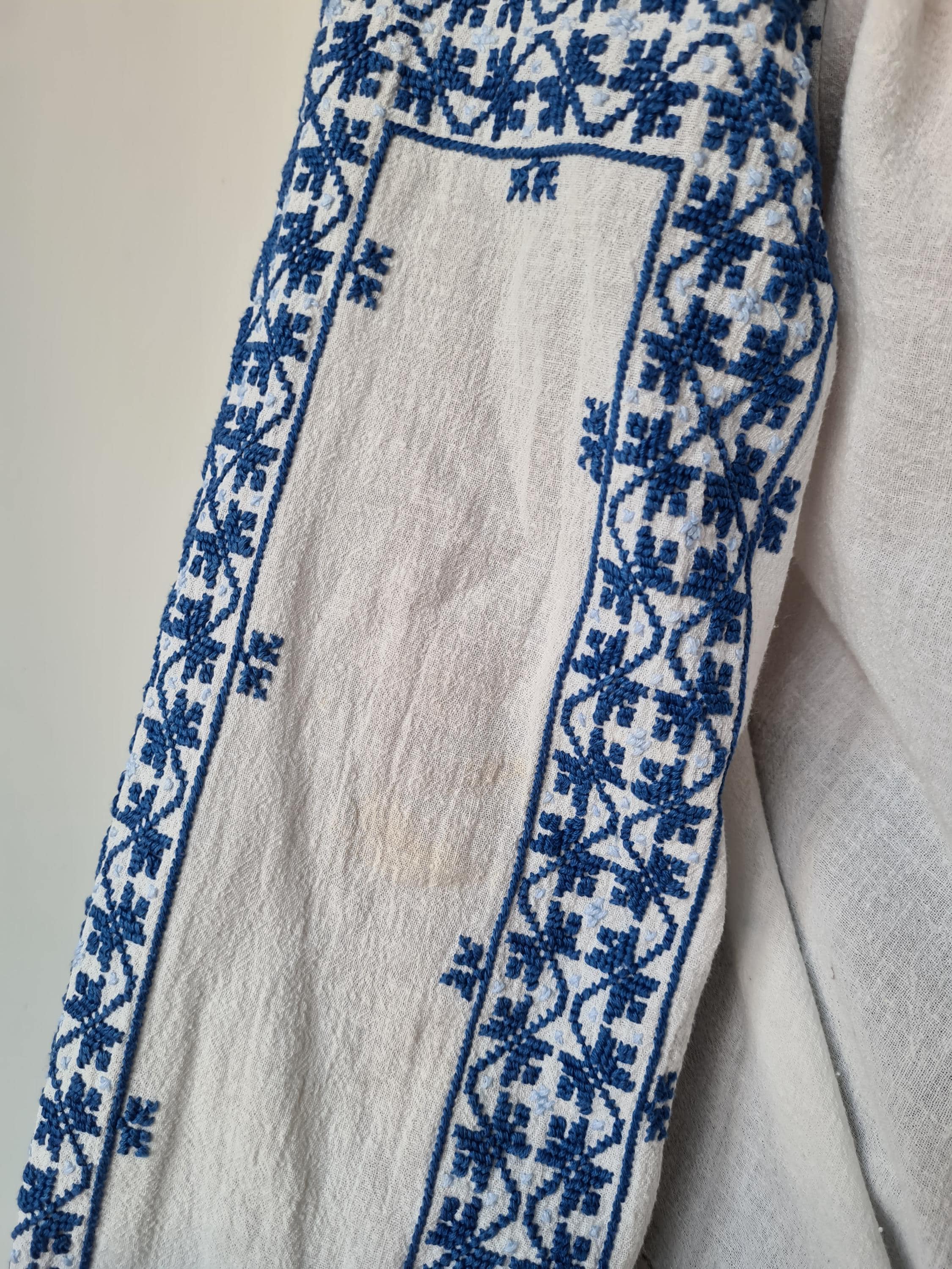 Ml Vintage Romanian Folklore Embroidered Cotton Blouse