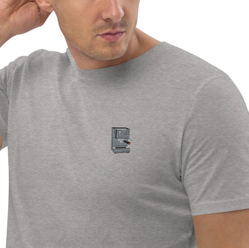 Portafilter Machine Embroidered Organic Cotton T-shirt