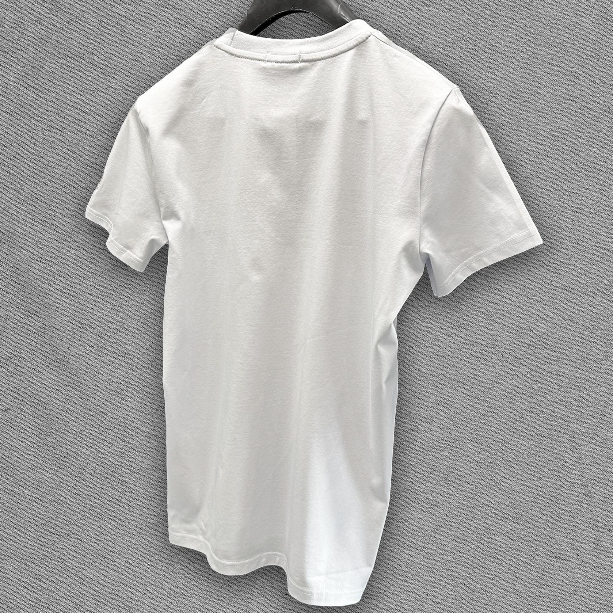 Balmain White T-shirt With Black Gold Embroidery On Chest Size L