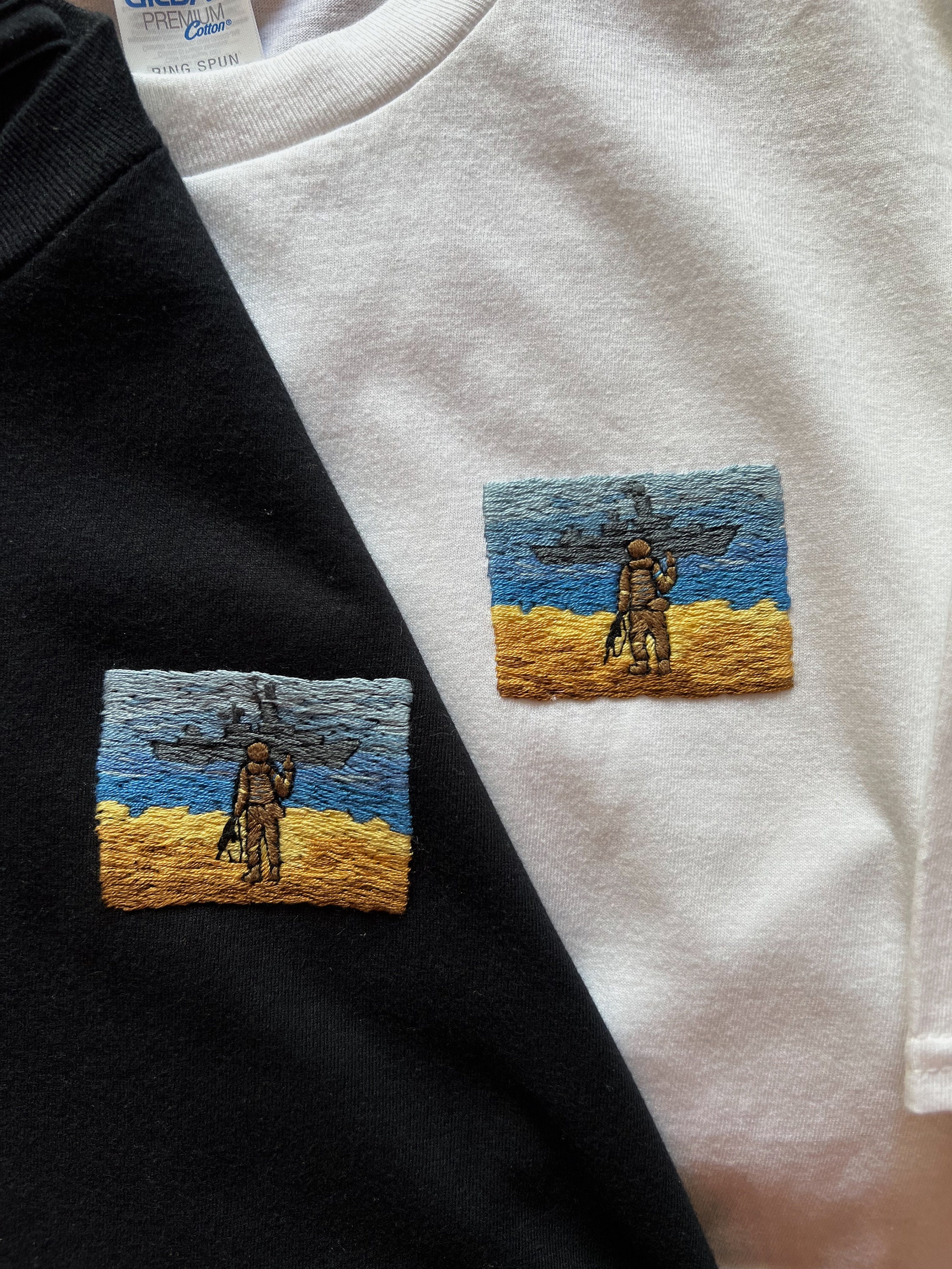 Russian Warship Custom Hand Embroidered Tee Ukraine T-shirt Personalized Gift Support Ukraine Stand With Ukraine Be Brave Like Ukrainians