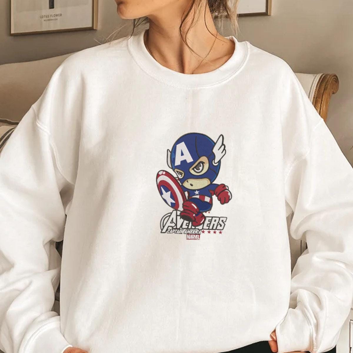 Captain America Shield Embroidered Sweatshirt Avenger Universe Infinity War Shirt Best Movie Marvel Comics Fan Gift Ecl136