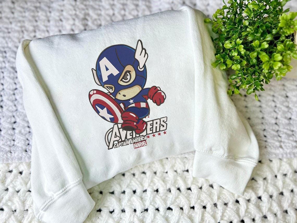 Captain America Shield Embroidered Sweatshirt Avenger Universe Infinity War Shirt Best Movie Marvel Comics Fan Gift Ecl136