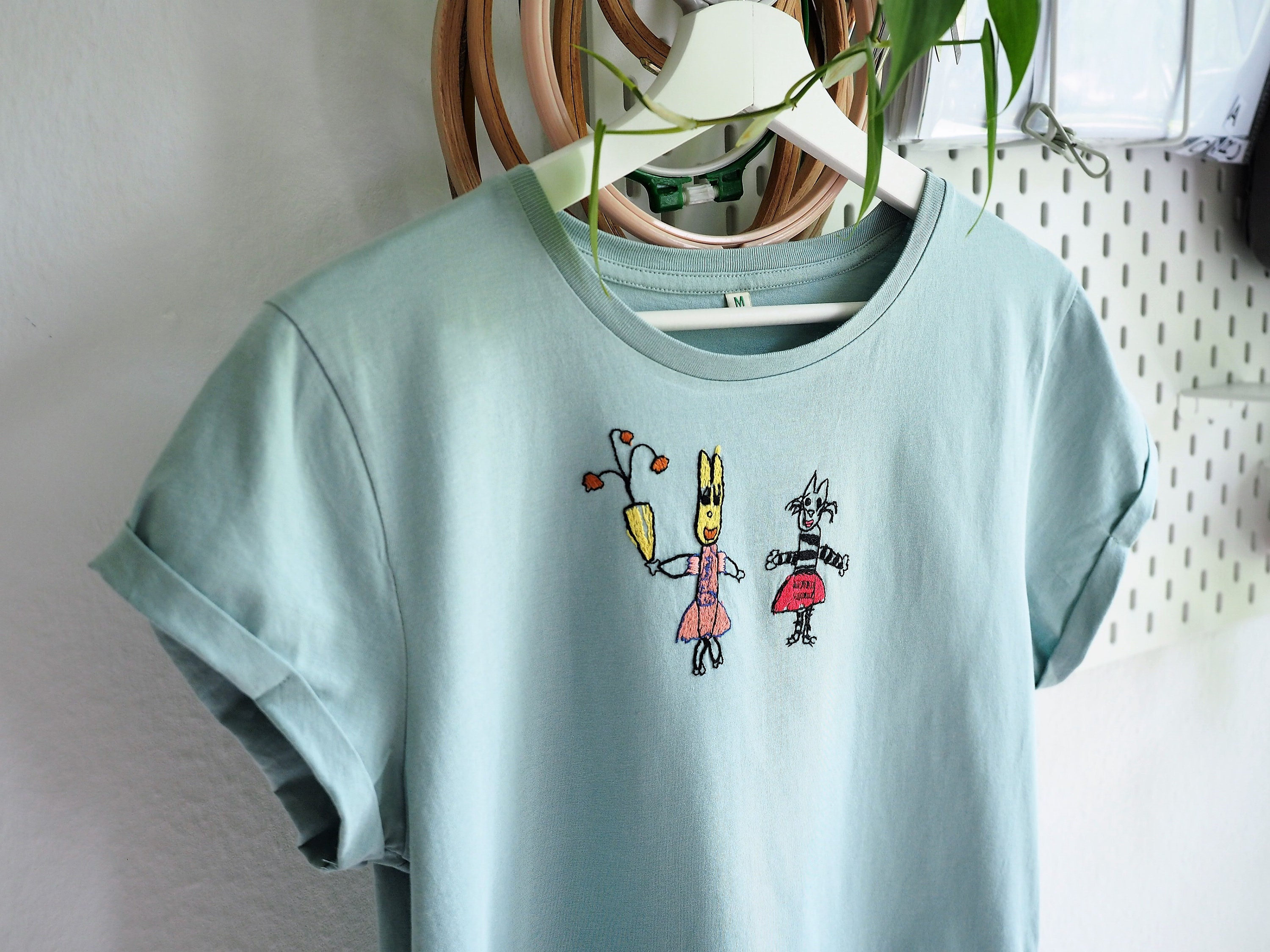 Hand Embroidered T-shirt With Kids Drawing