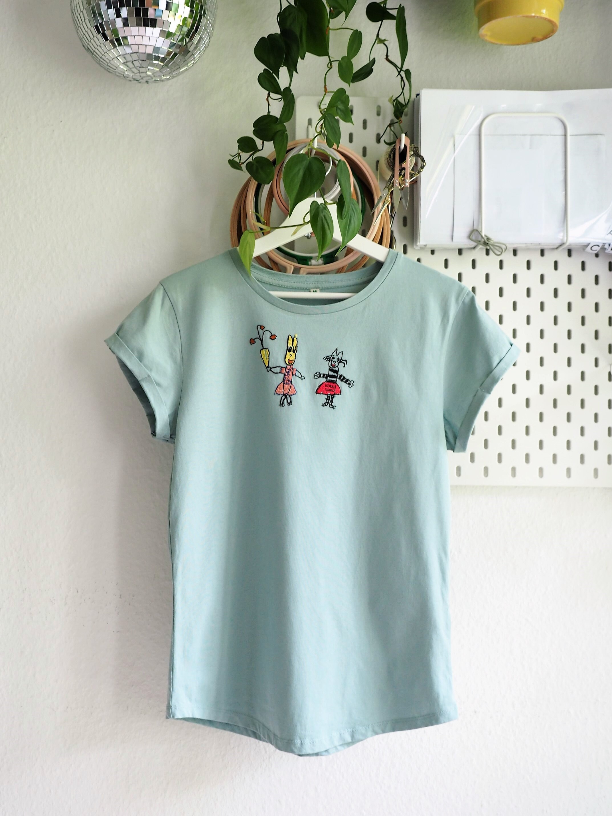 Hand Embroidered T-shirt With Kids Drawing