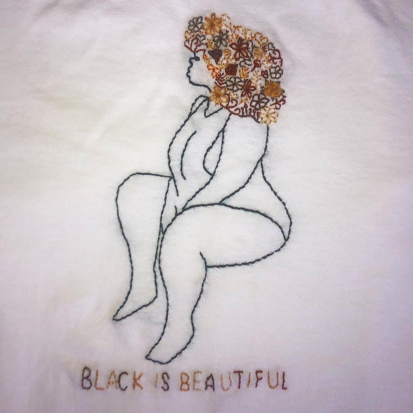 Black Is Beautiful Hand Embroidered T-shirt