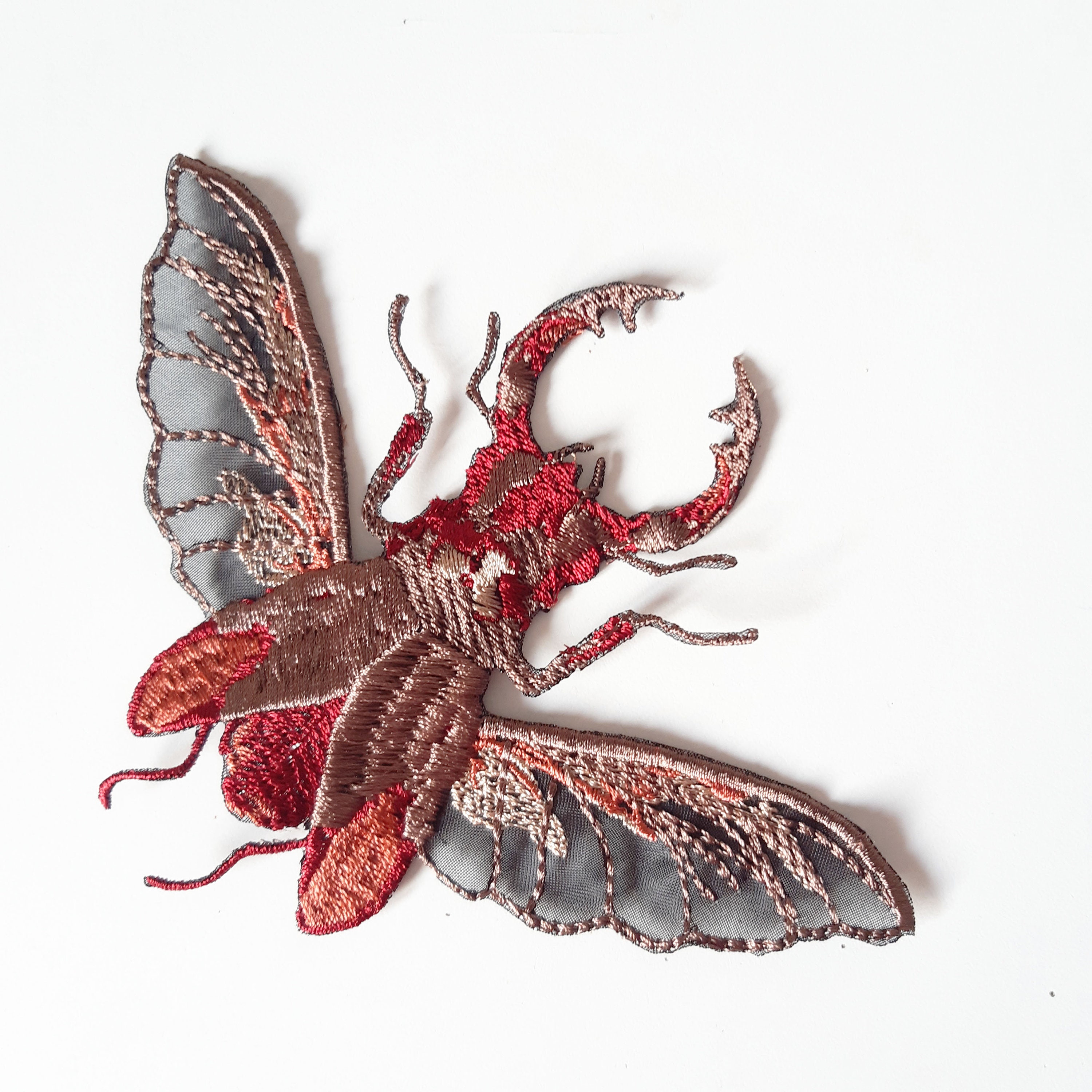 Moks415p Stag Beetle Embroidered Patch Nature Patch