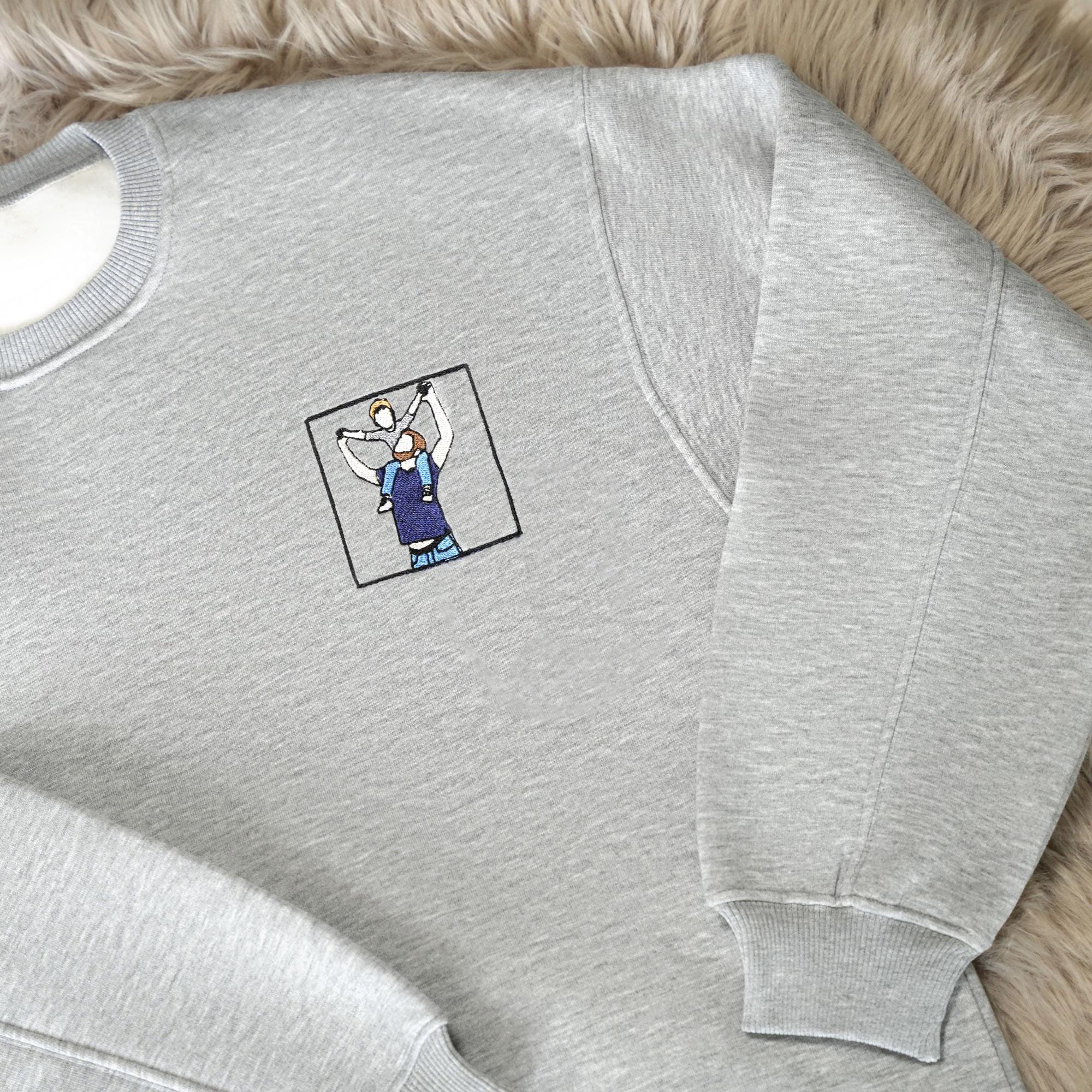 Custom Embroidered Portrait From Photo Sweatshirt Custom Embroidered Hoodie Gift For Dad Gift For Him Personalized Crewneck Christmas